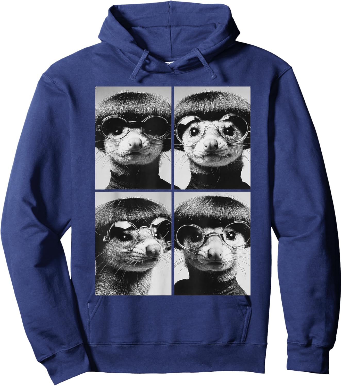 Funny Opossums with Sunglasses Forest Animals Bob Haircut Hoodie - Hoodie | Navy