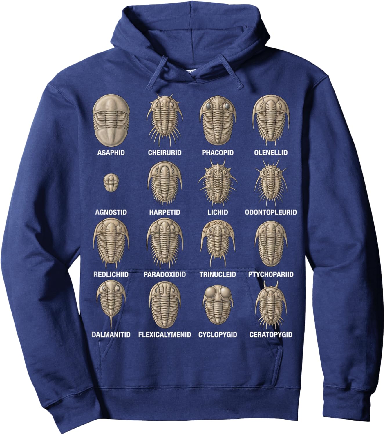 Trilobite Families Chart Paleontology Science Fossil Lovers Hoodie - Hoodie | Navy