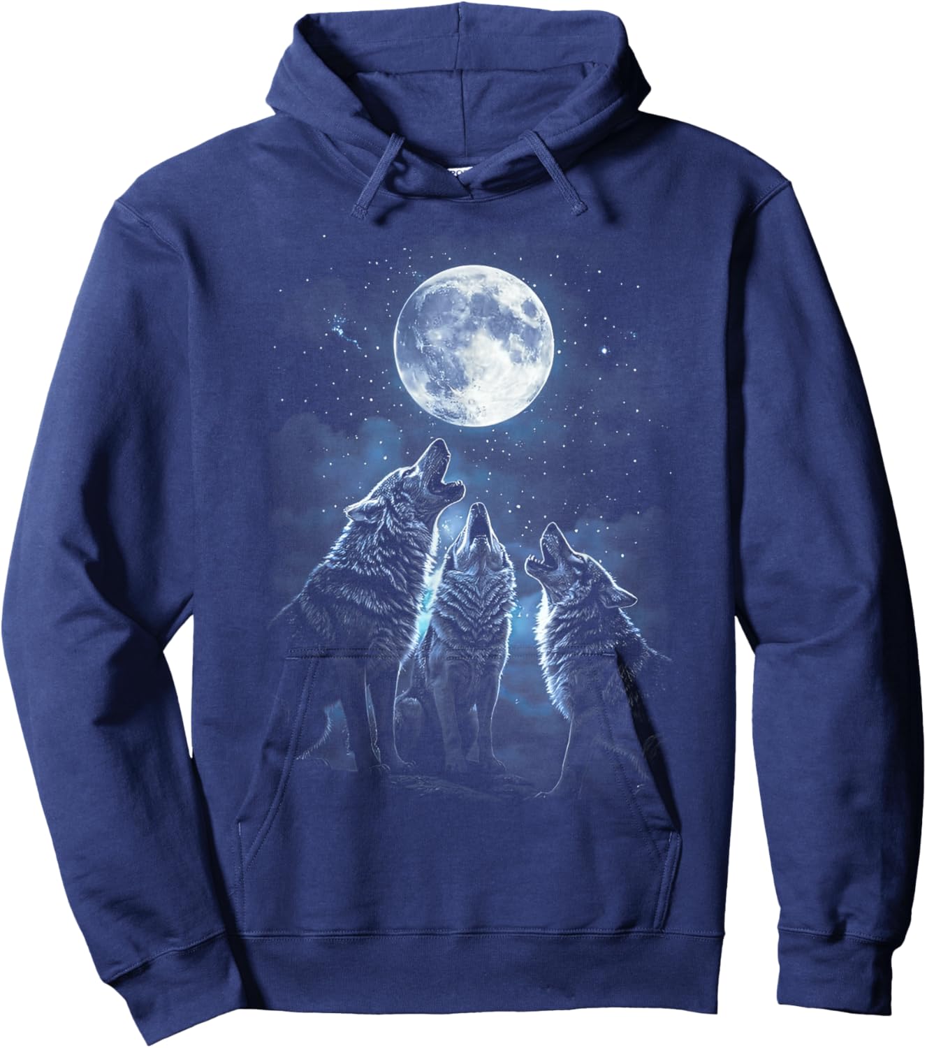 Howling Woof Moon Wildlife Animal Silhouette Men Women Kids Hoodie - Hoodie | Navy