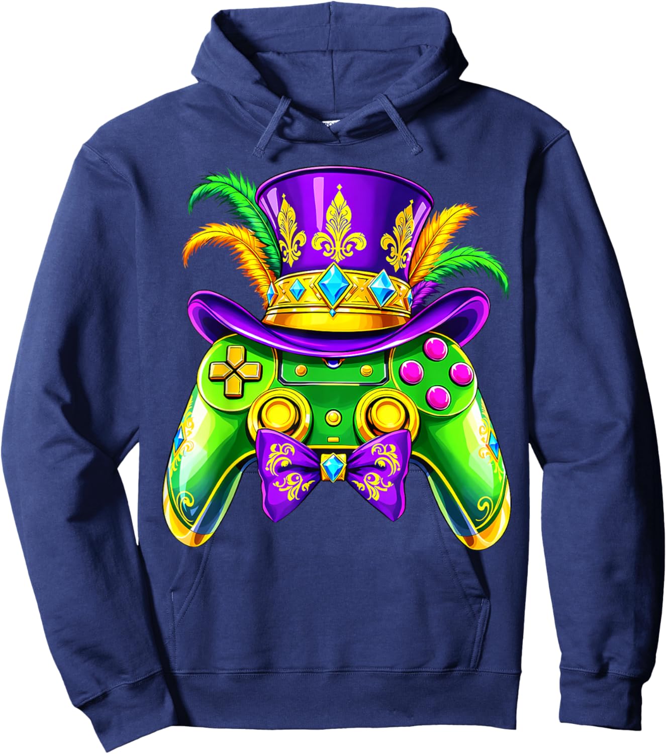 Mardi Gras Video Game Controller Jester Mask Kids Boys Hoodie - Hoodie | Navy