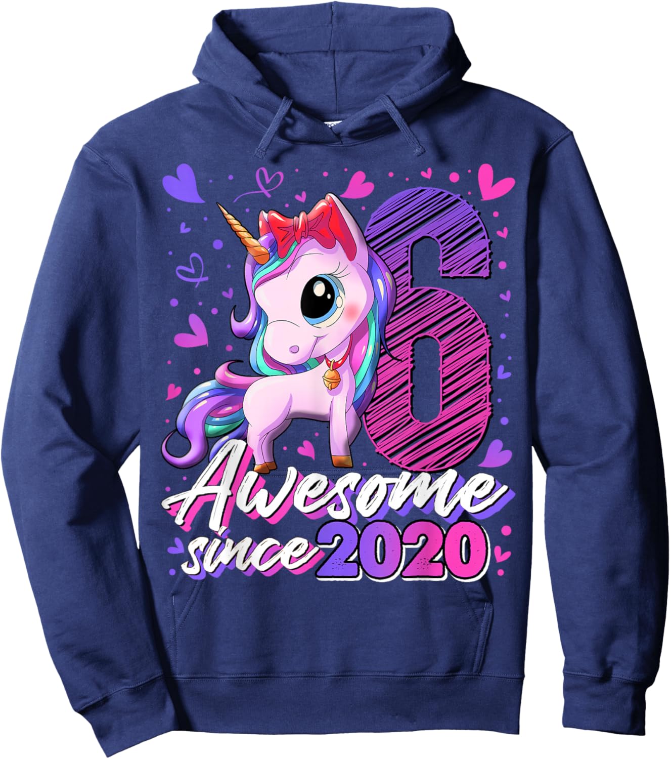 6th Birthday Shirt Girl 6 Year Old Gifts 6 Birthday Girl Hoodie - Hoodie | Navy