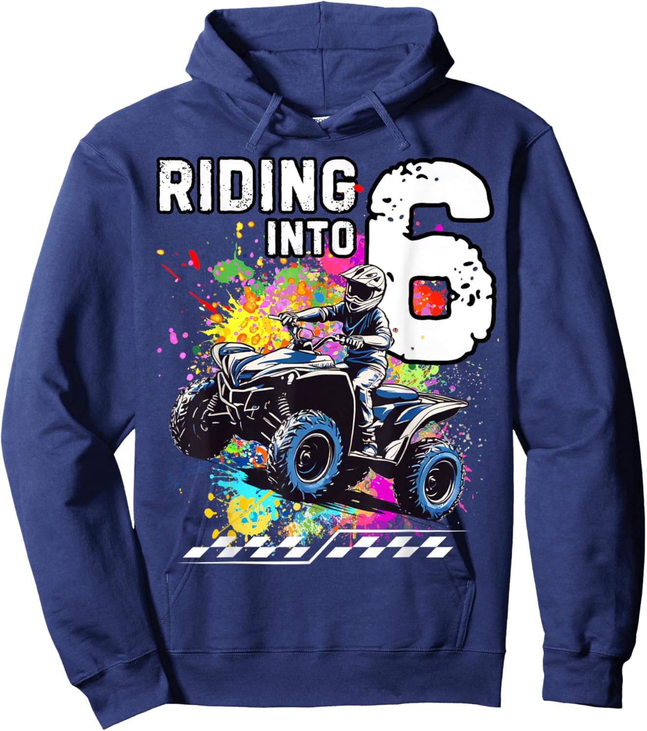 Riding Into 6 Year Old ATV Birthday Hoodie - Hoodie | Navy
