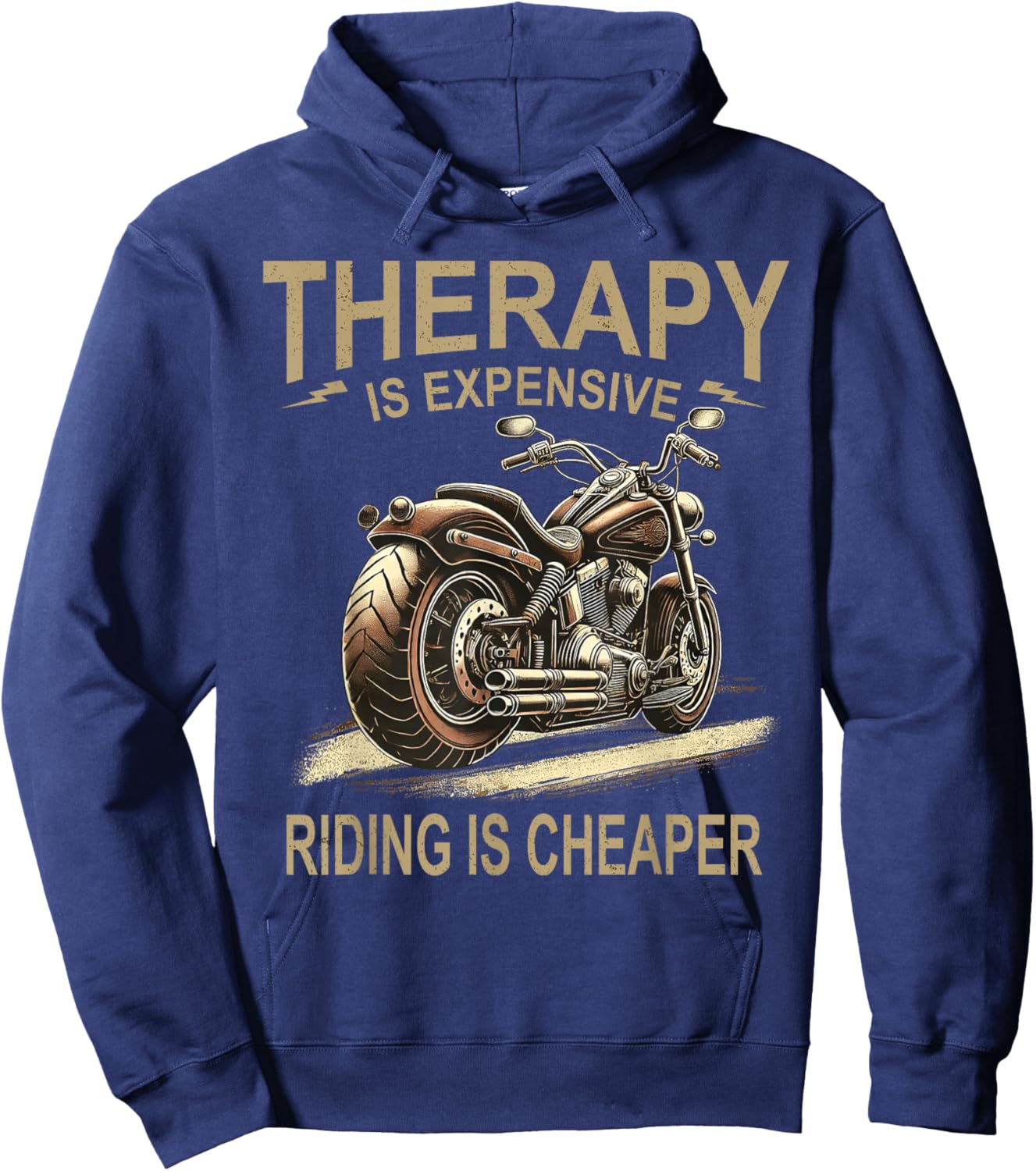 Cool Lover Graphic Rider Men Therapy Motorcycle Lovers Biker Hoodie - Hoodie | Navy