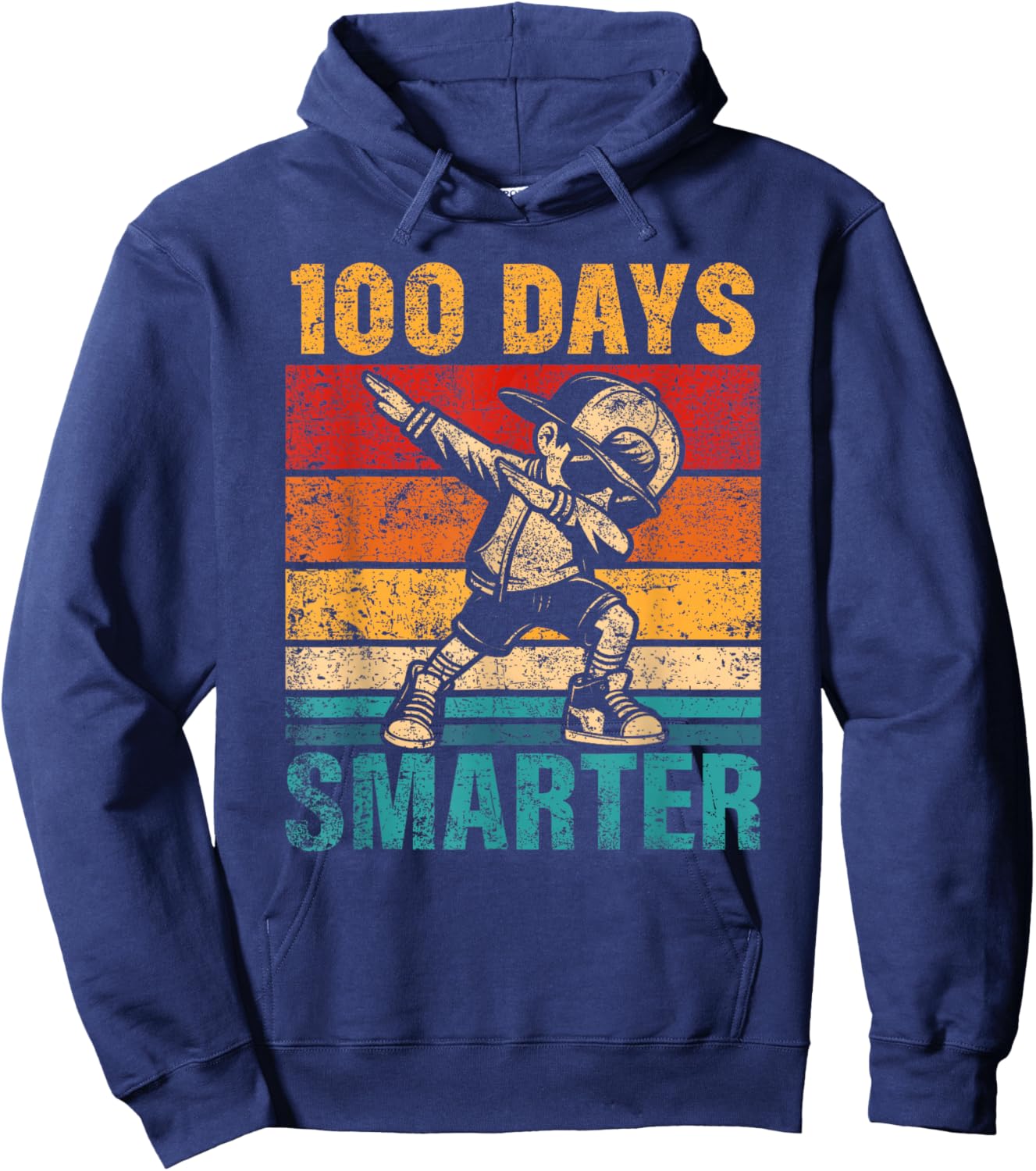 100 Days Smarter Dabbing Boy Student 100th Day of School Kid Hoodie - Hoodie | Navy