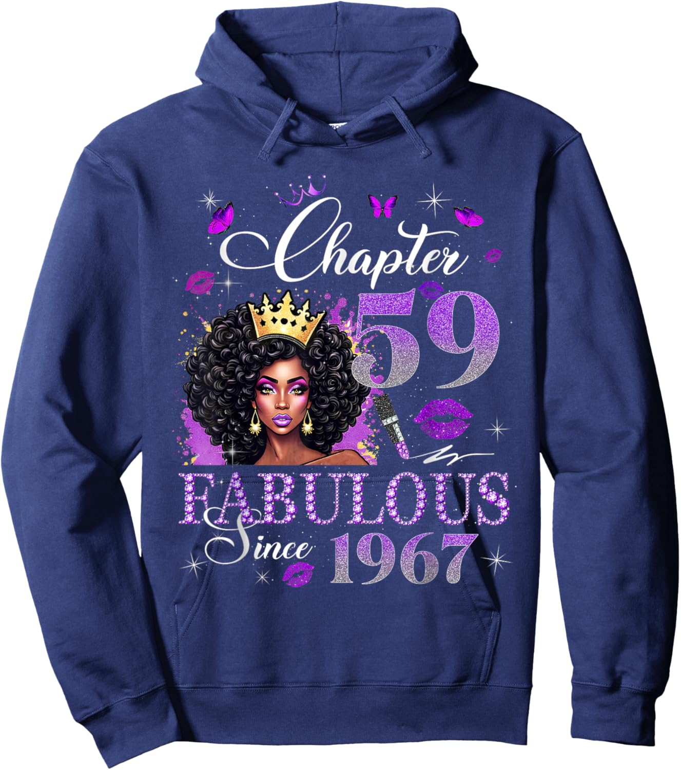 Chapter 59 Fabulous Since 1967 Black Queen Diamond Hoodie - Hoodie | Navy
