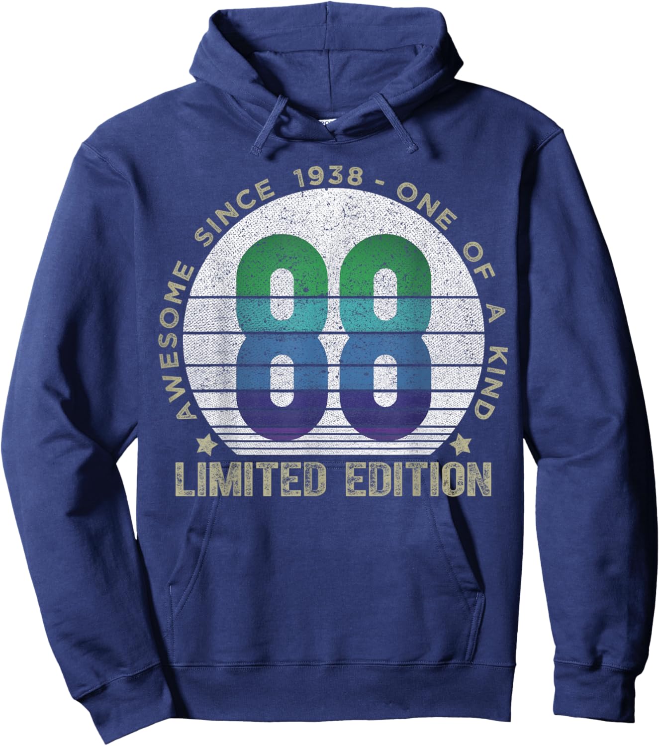 88 Year Old Gifts Vintage 1938 Limited Edition 88th Birthday Hoodie - Hoodie | Navy