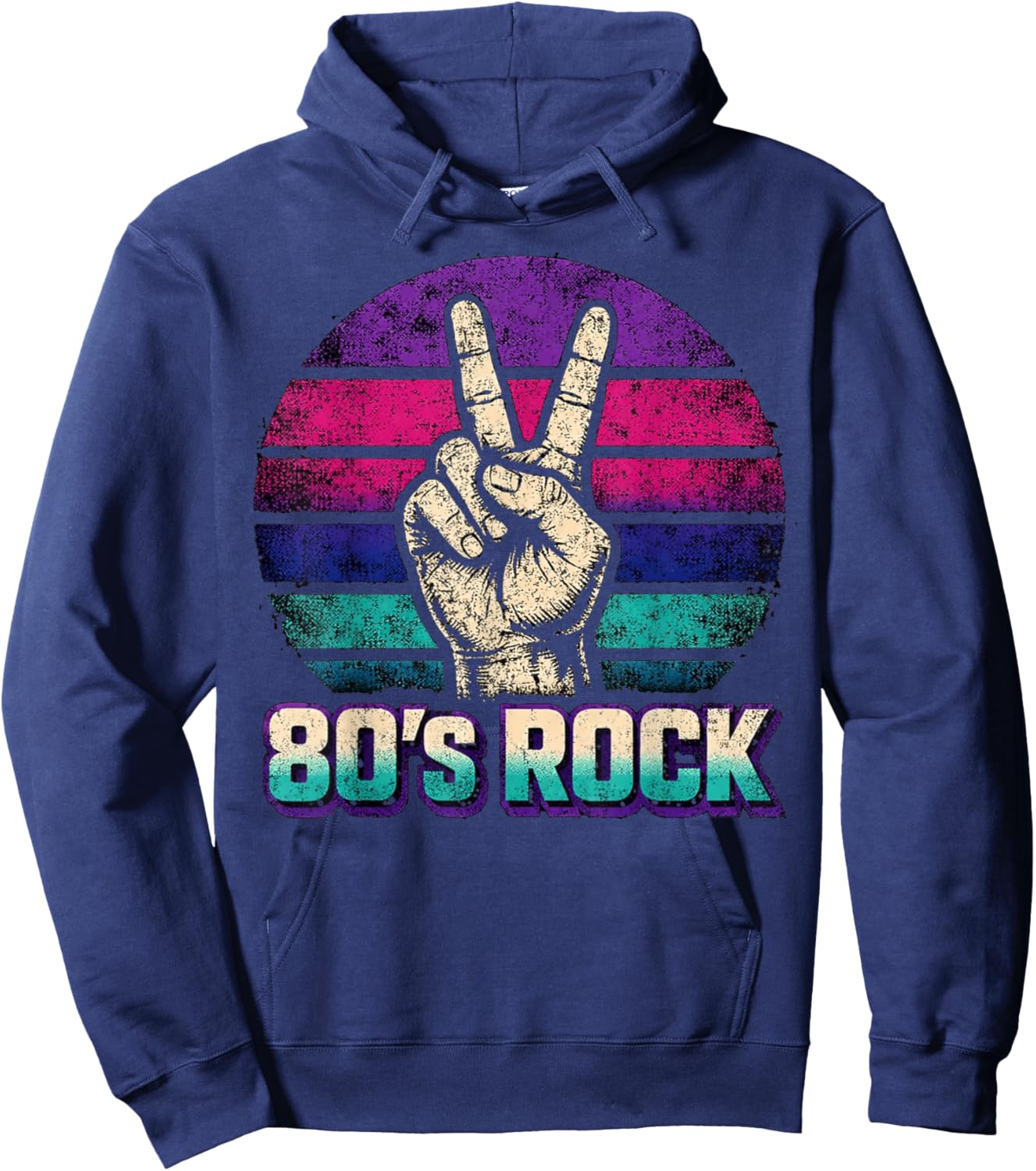 Retro Vintage Sunset 80's Rock Music Band Funny Musician Hoodie - Hoodie | Navy