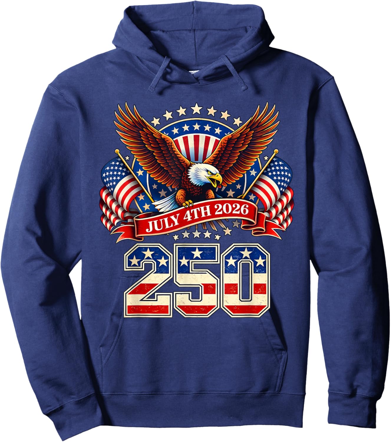 250 Years American 1776 2026 250th 4th July Independence Day Hoodie - Hoodie | Navy