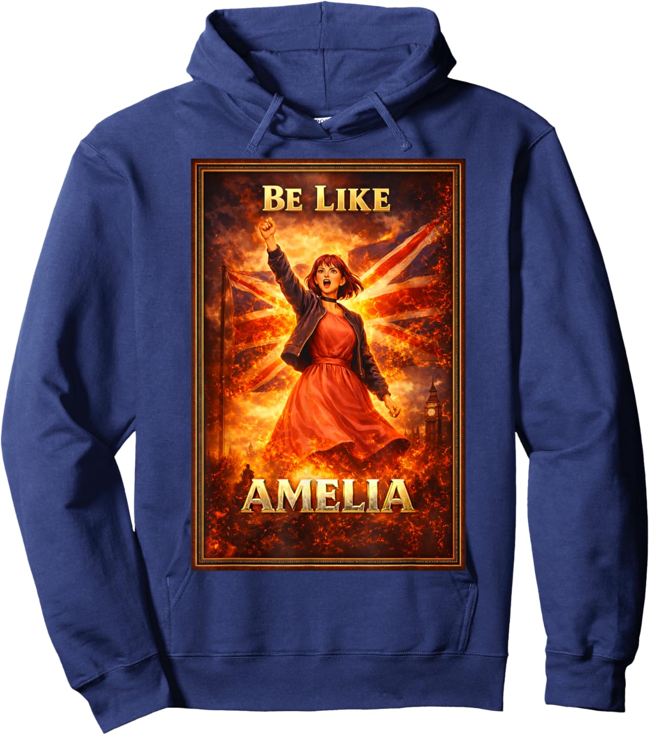 Be Like Amelia Vintage Union Jack British UK England Hoodie - Hoodie | Navy