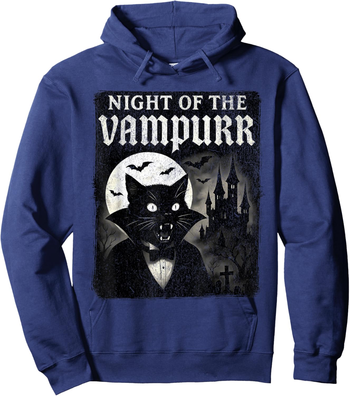 Night of The Vampurr - Halloween Vampire Cat Hoodie - Hoodie | Navy