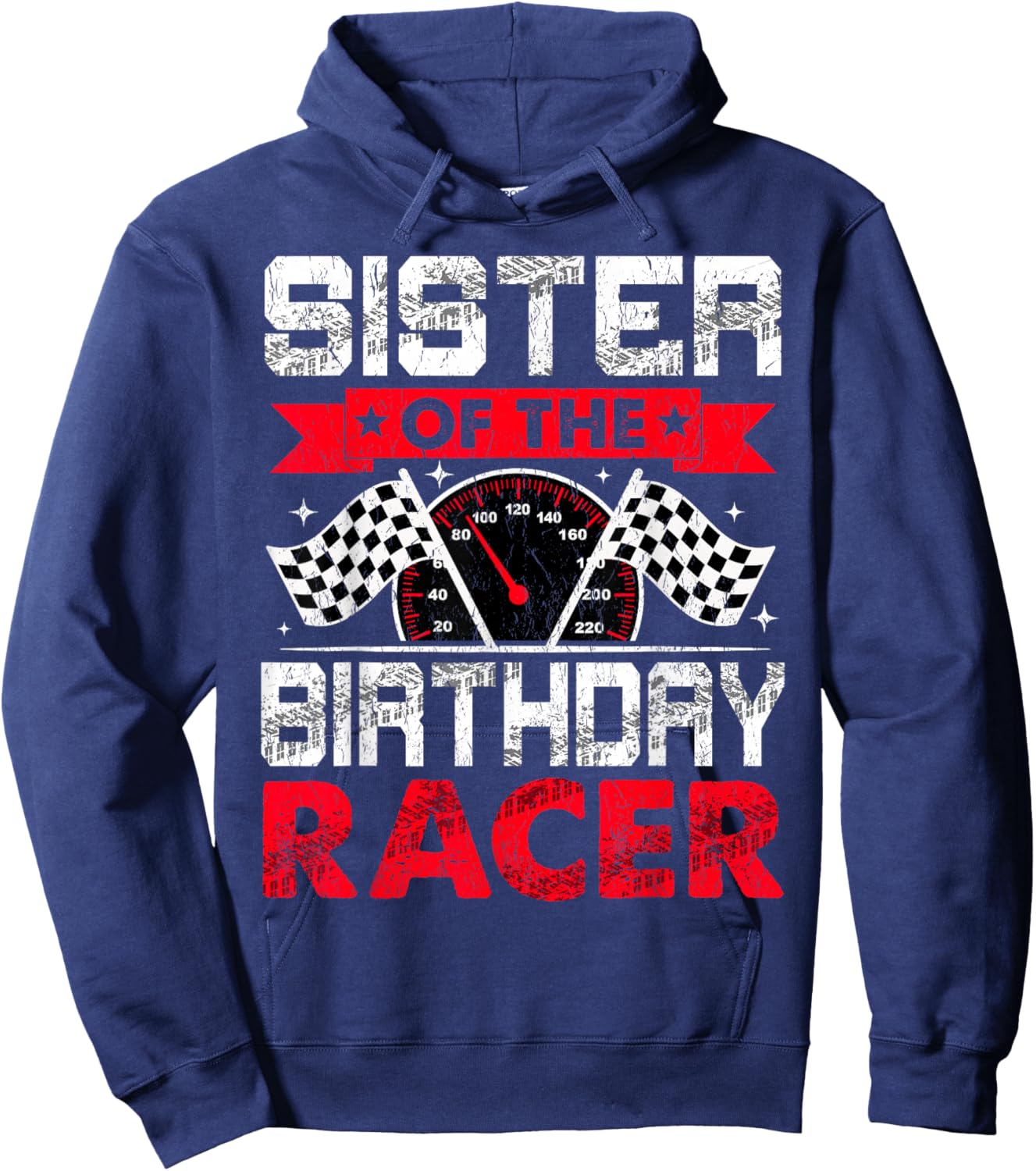 Sister of The Birthday Racer Bday Racing Car Family Hoodie - Hoodie | Navy