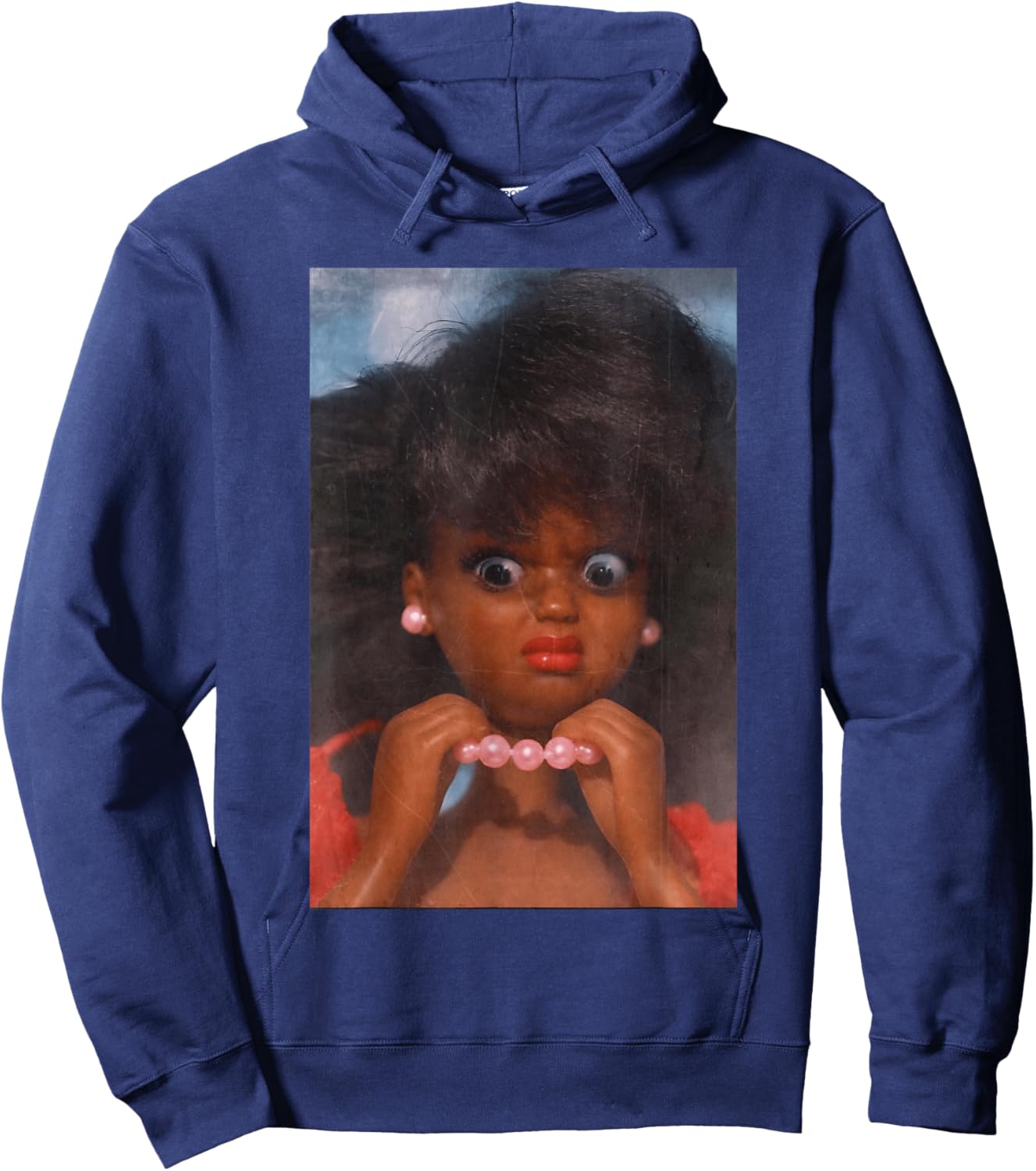 Black Disgusted Doll face Meme Funny Disgusting Joke Hoodie - Hoodie | Navy