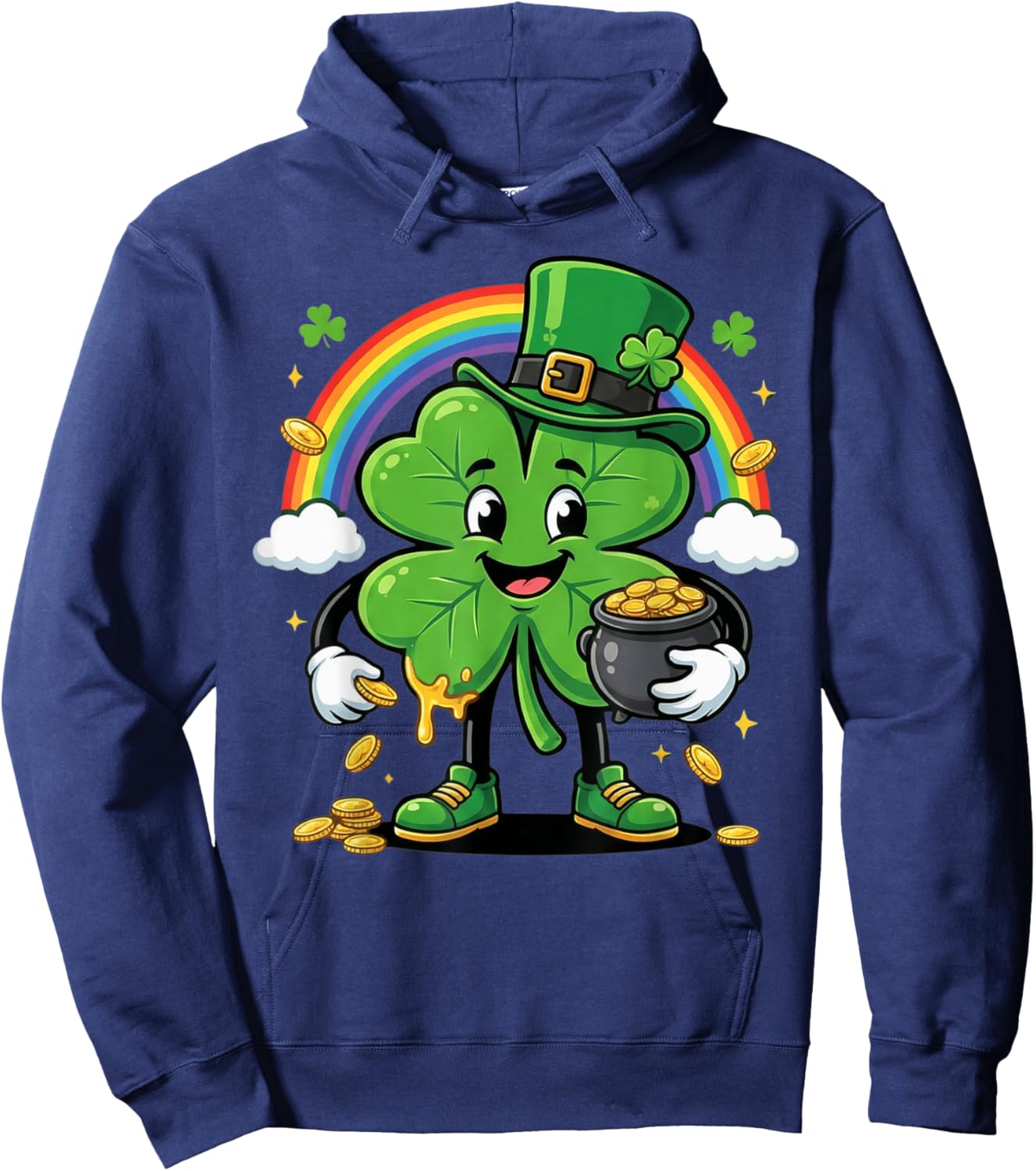 St Patricks Day Shamrock Leprechaun Rainbow Apparel Youth Hoodie - Hoodie | Navy