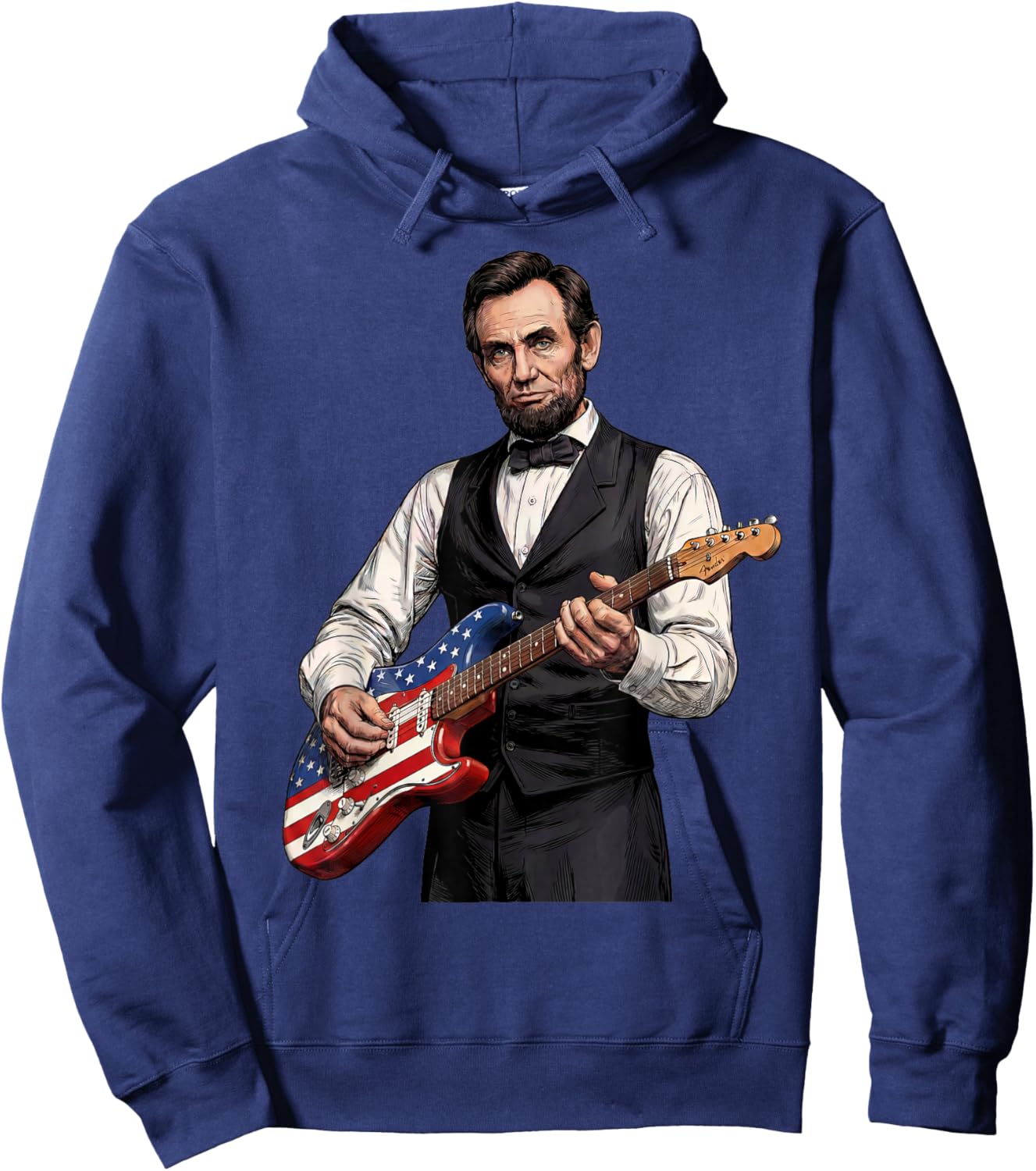 President Abraham Lincoln Playing Guitar Funny History Music Hoodie - Hoodie | Navy