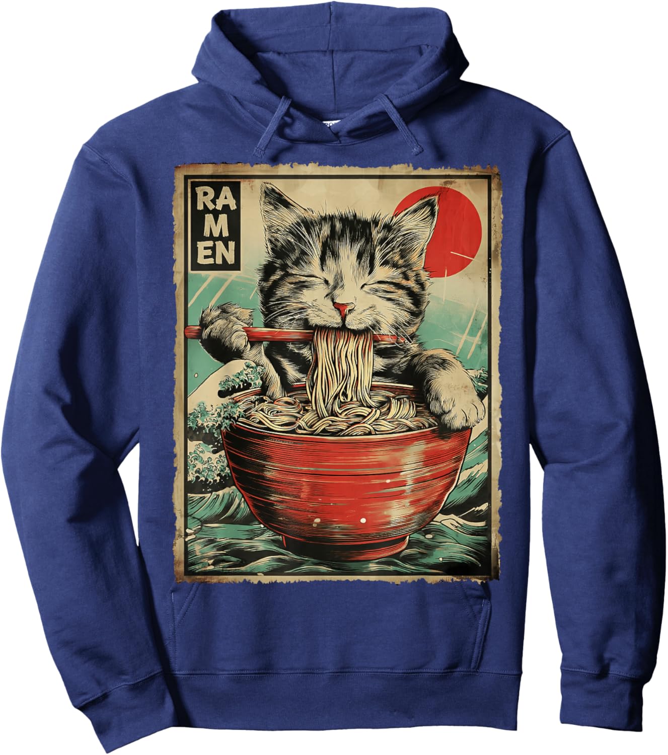 Funny Ramen Cat Noodle Lovers Anime Otaku Hoodie - Hoodie | Navy