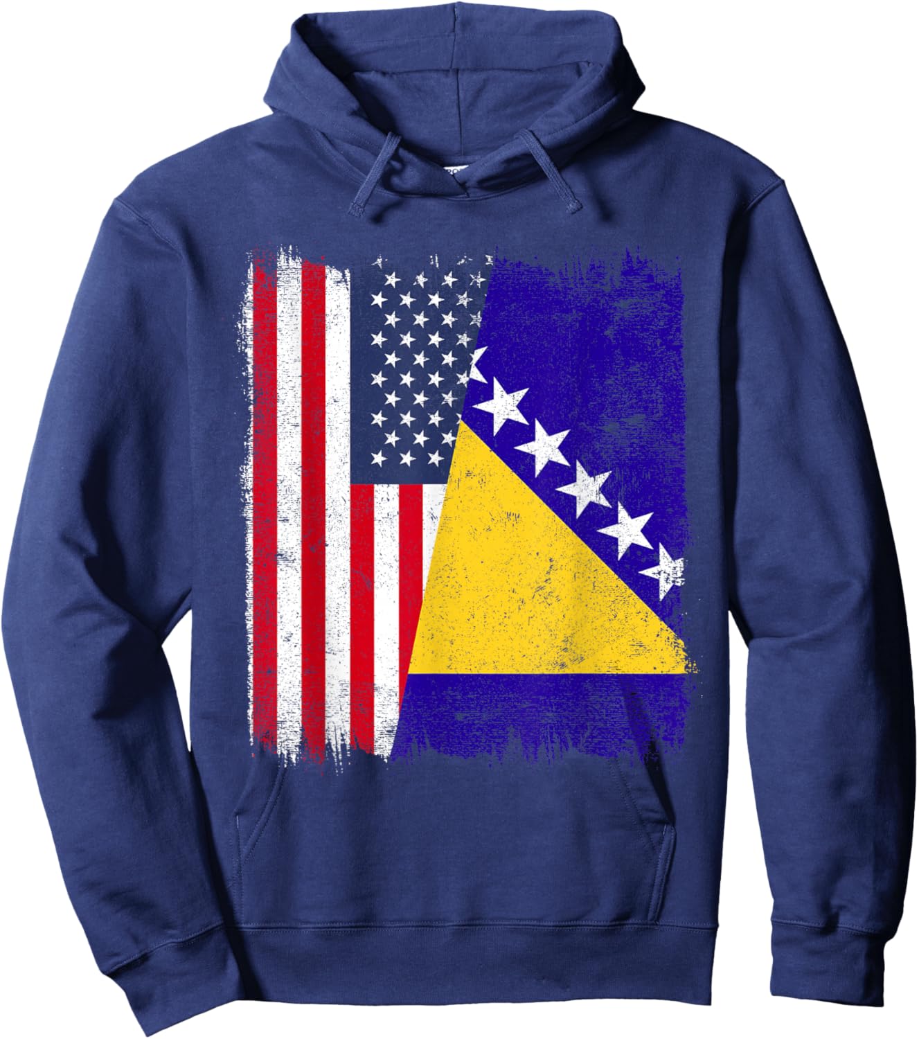 USA Bosnia and Herzegovina Half Flag America Bosnia Jersey Hoodie - Hoodie | Navy