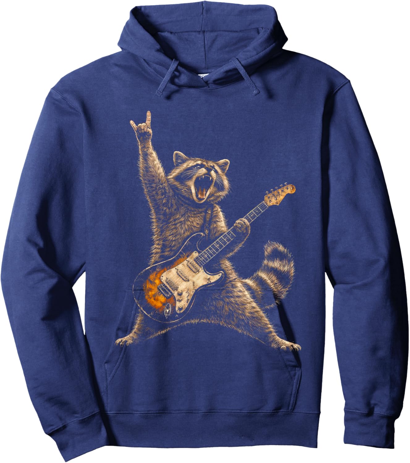 Funny Raccoon Guitar Shirt Rock Music Band Guitarist Raccoon Hoodie - Hoodie | Navy