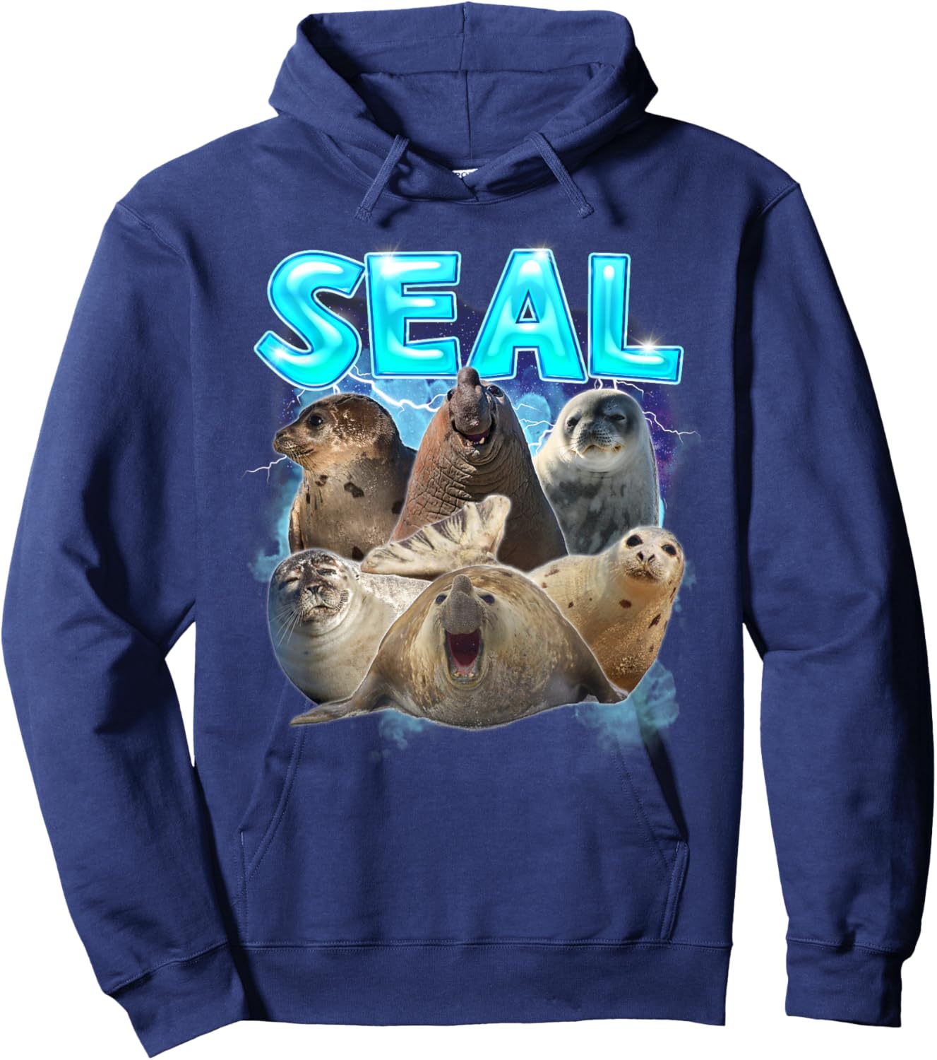 Seal Meme Lover Funny Animal Lover Sea Lion Humor Hilarious Hoodie - Hoodie | Navy