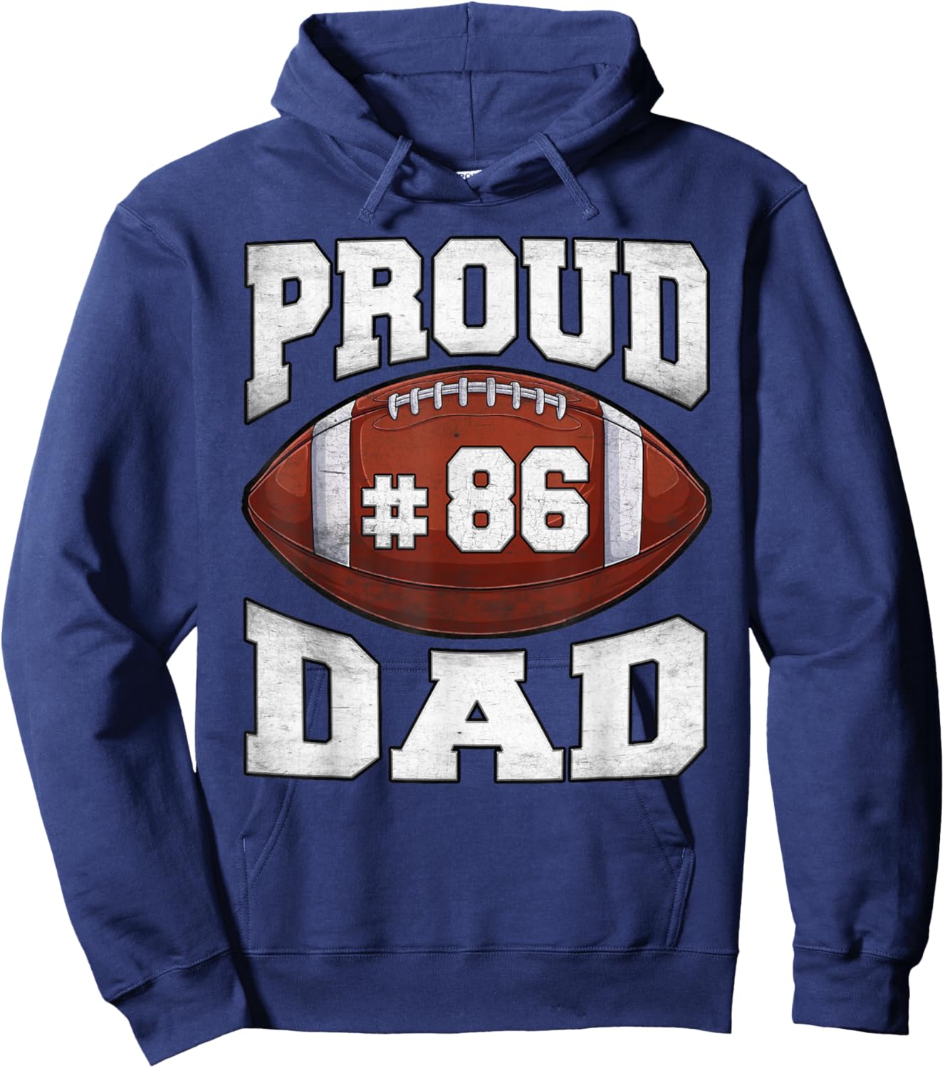 Proud Dad Football Jersey Number 86 High School Sports Hoodie - Hoodie | Navy