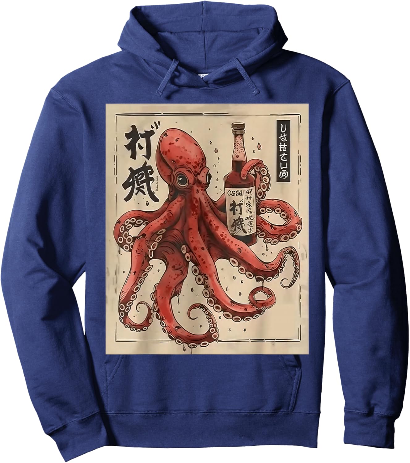 Osaka Saké Octopus Vintage Ukiyoe Japanese Style Hoodie - Hoodie | Navy