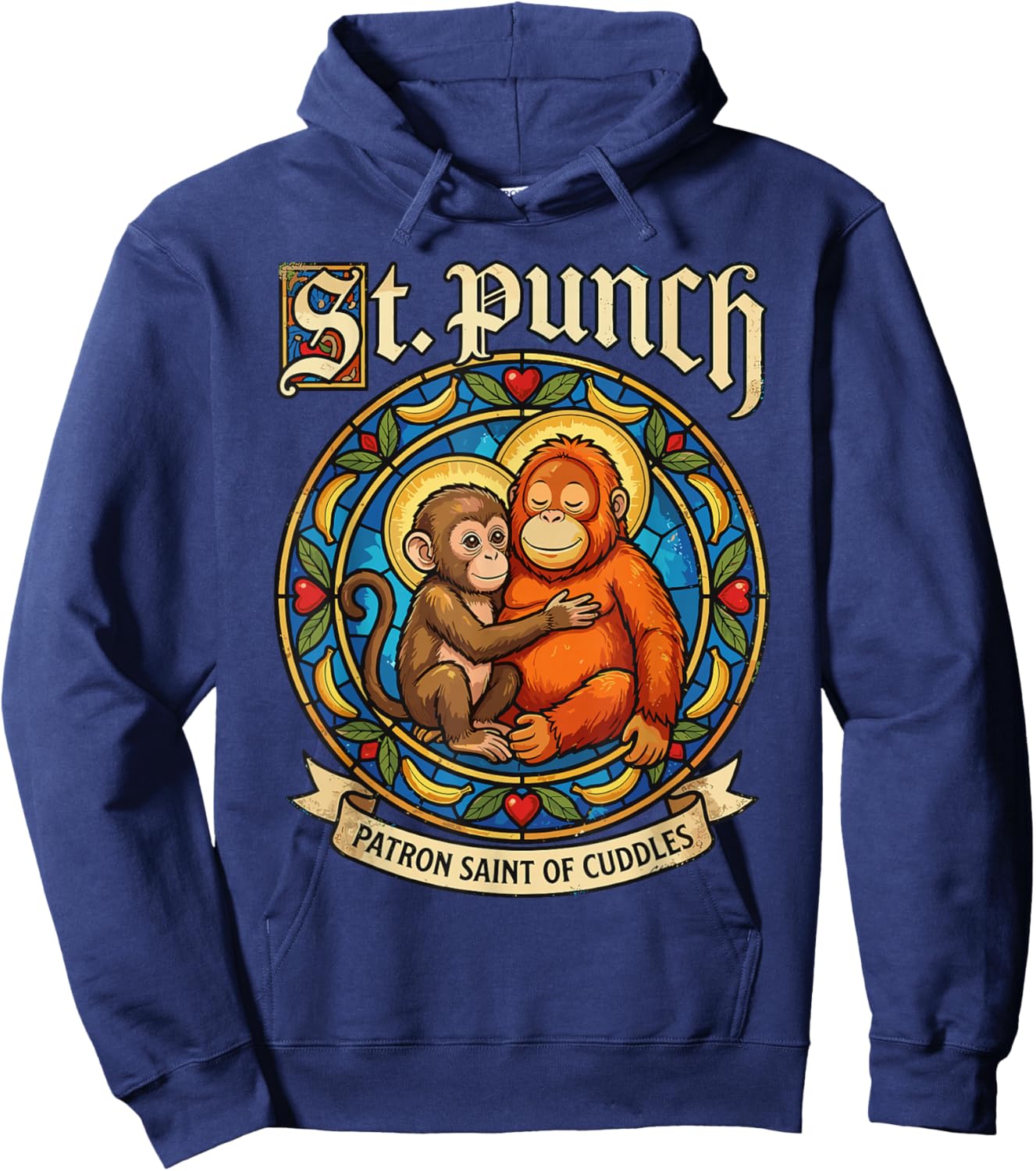 St Punch Patron Saint of Cuddles Viral Video Monkey Punch Hoodie - Hoodie | Navy