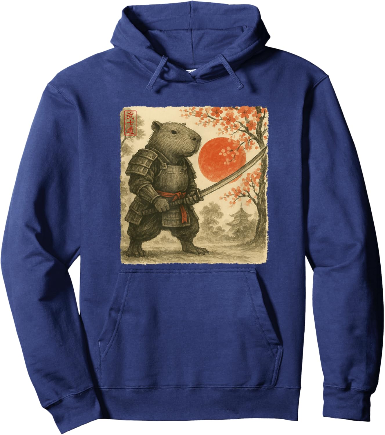 Capybara Samurai Japanese Warrior Costume Sumi-e Art Funny Hoodie - Hoodie | Navy