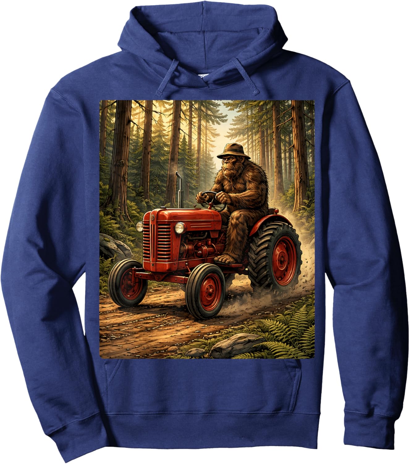 Bigfoot Tractor Design for Farmer Dad Farming Farm Dad Hoodie - Hoodie | Navy