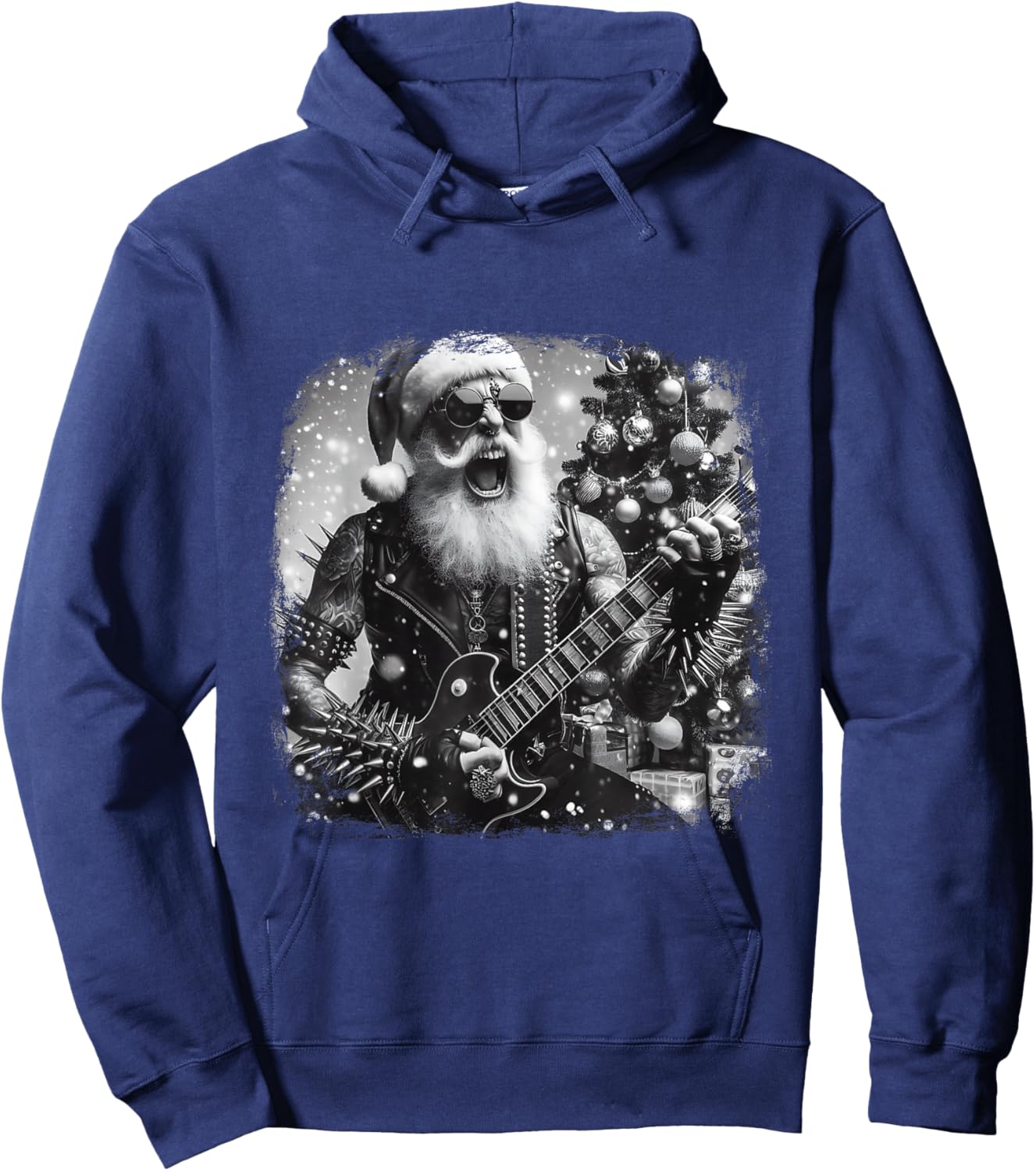 Christmas Vibe Retro Santa Jingle Bell Rock Rockin Hoodie - Hoodie | Navy