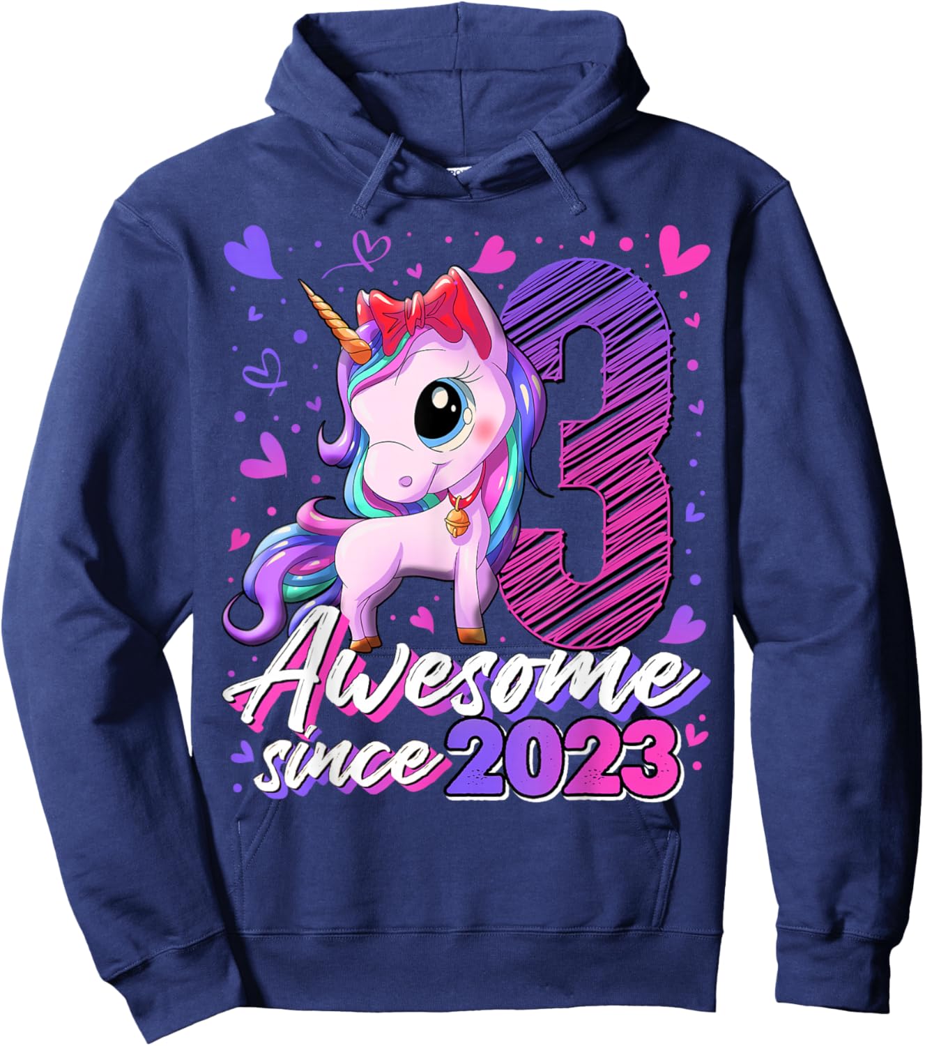 3rd Birthday Shirt Girl 3 Year Old Gifts 3 Birthday Girl Hoodie - Hoodie | Navy