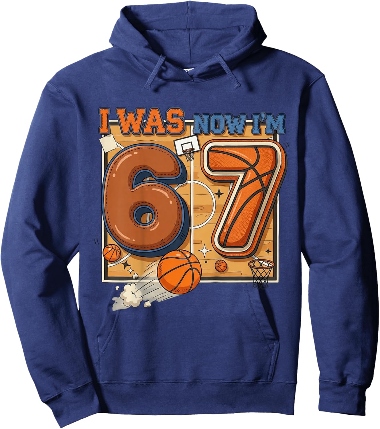 I was 6 Now Im 7 Basketball 7th Birthday Boy MVP Kids Hoodie - Hoodie | Navy