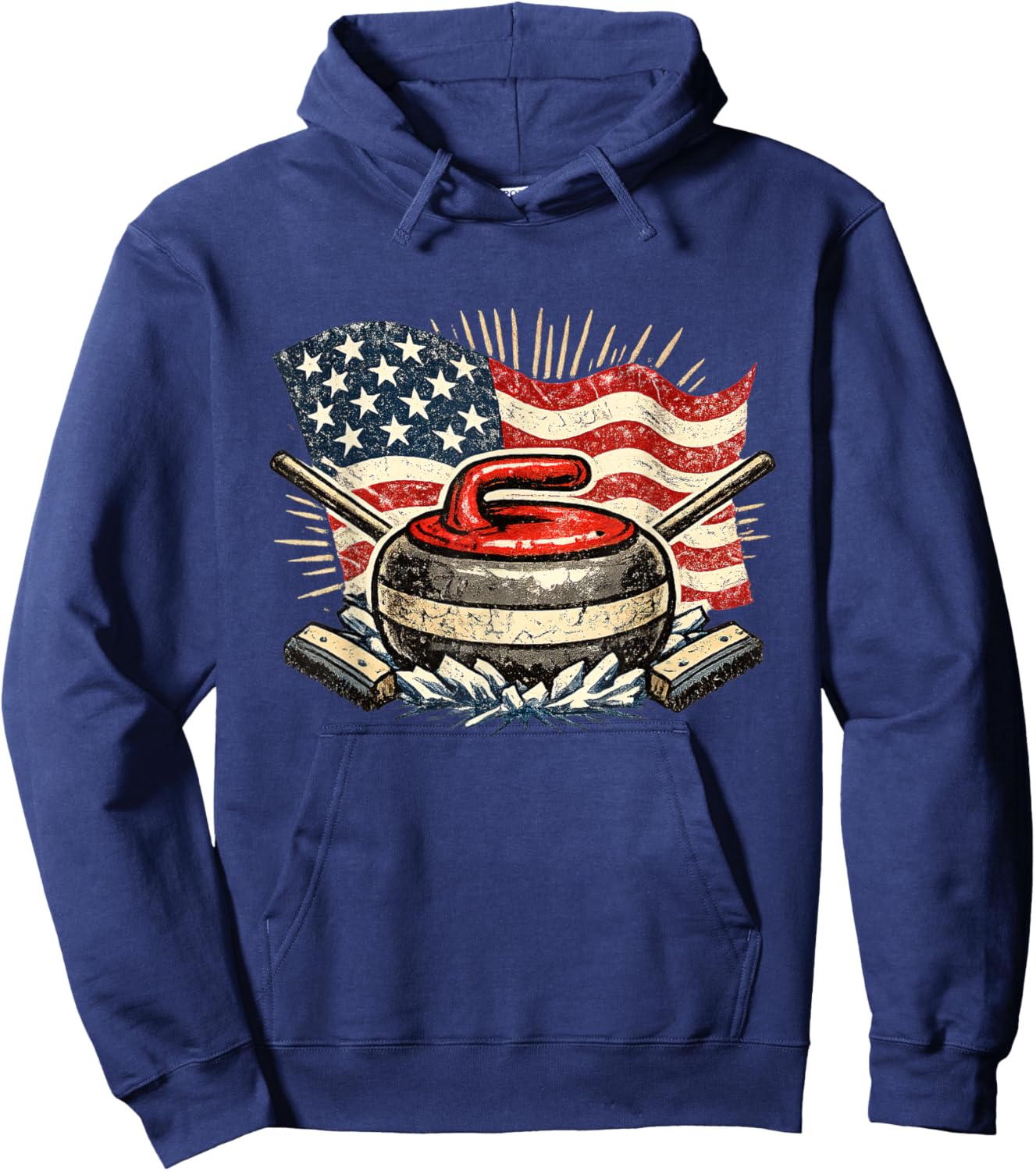 Curling USA Team Men Women Kids Sports - Vintage Hoodie - Hoodie | Navy