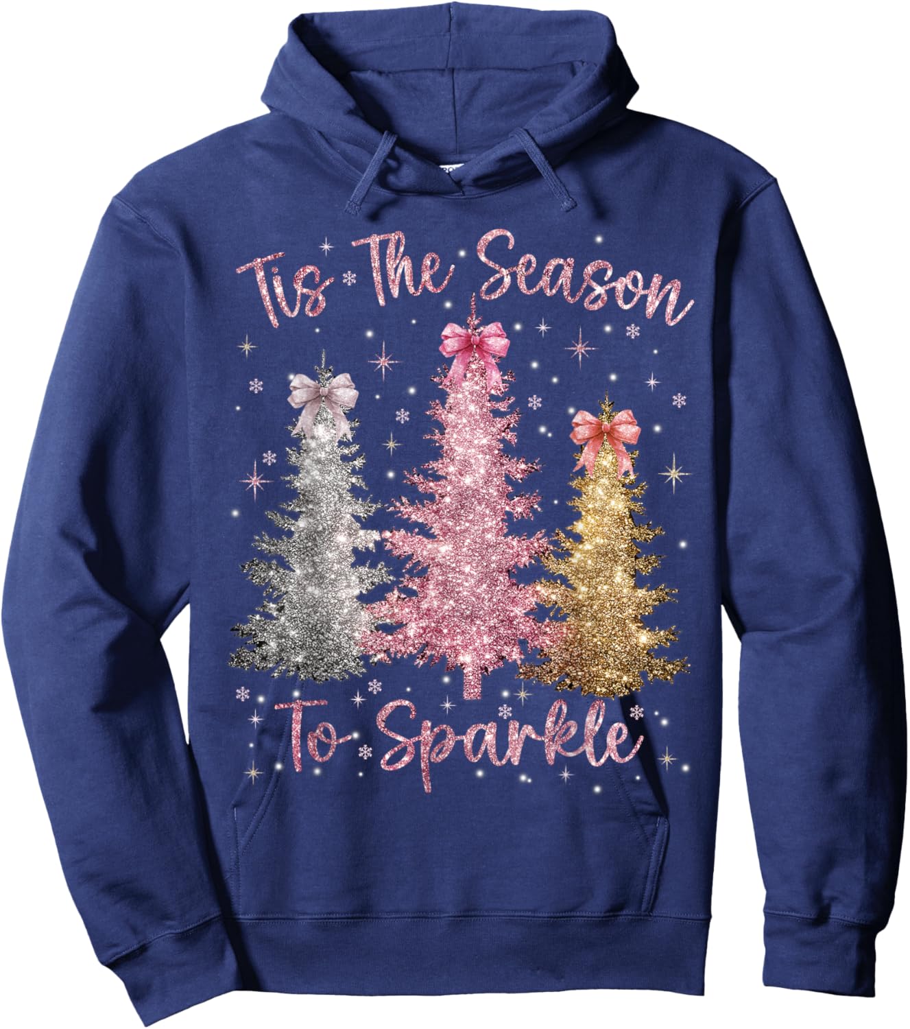 Tis The Season Sparkle Christmas Tree Xmas Women Girl Hoodie - Hoodie | Navy