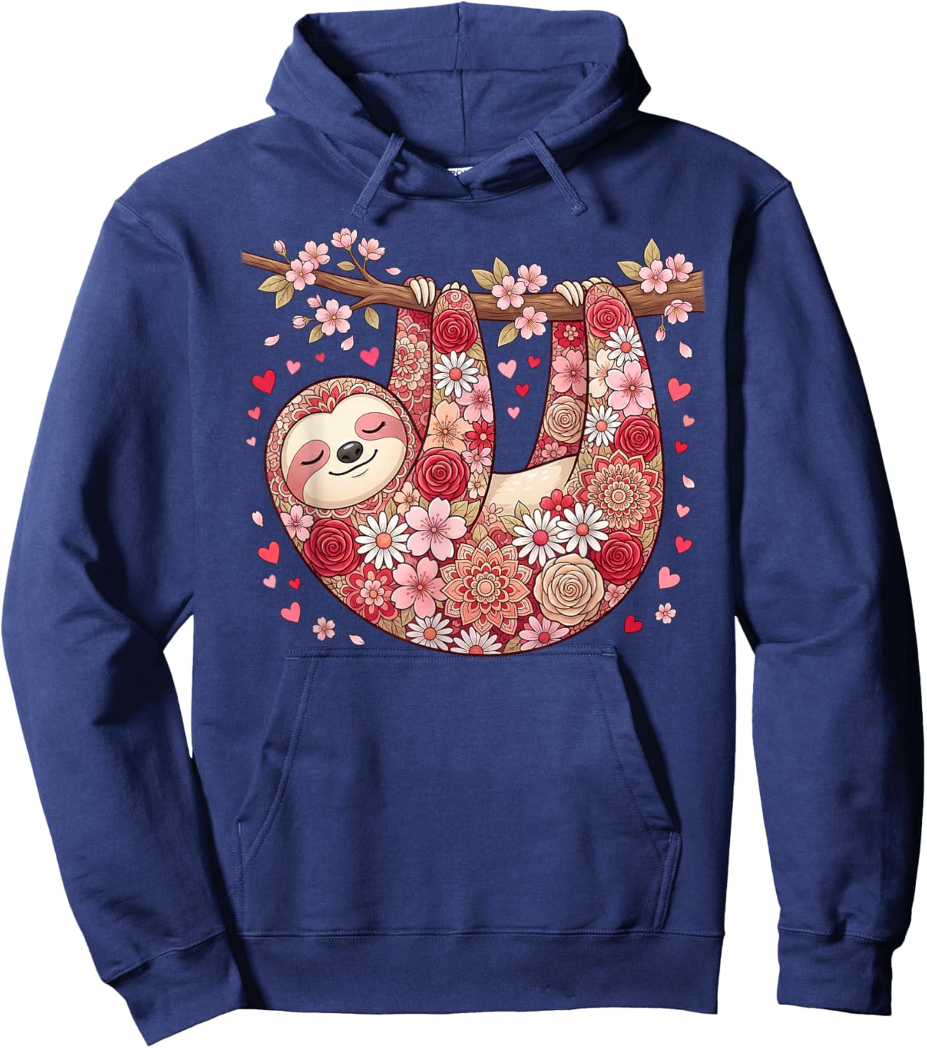 Valentine Cute Sloths Lover Valentines Day Love Sloth Hoodie - Hoodie | Navy