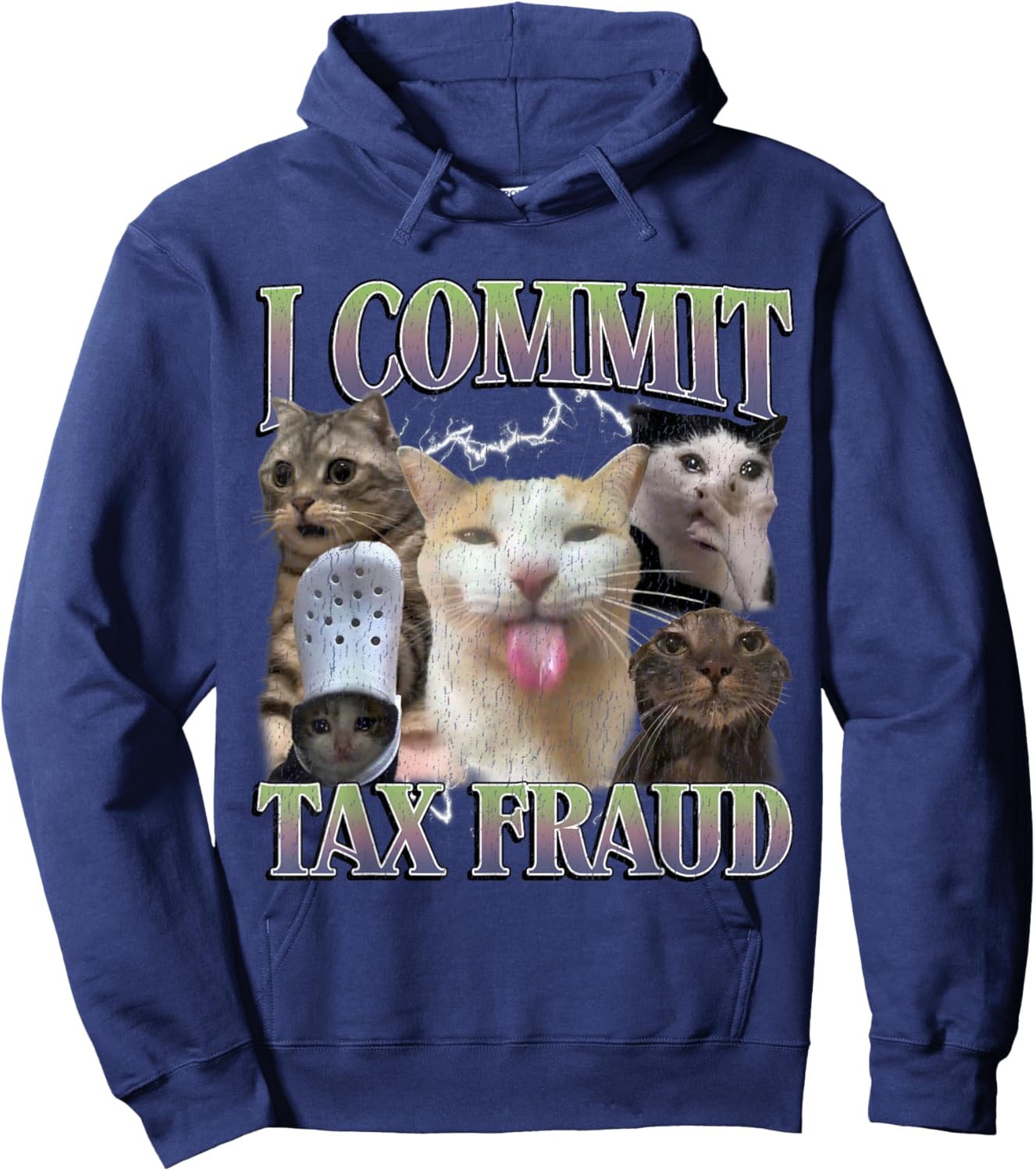 I Commit Tax Fraud Funny Cat Meme Bootleg Graphic Men Women Hoodie - Hoodie | Navy