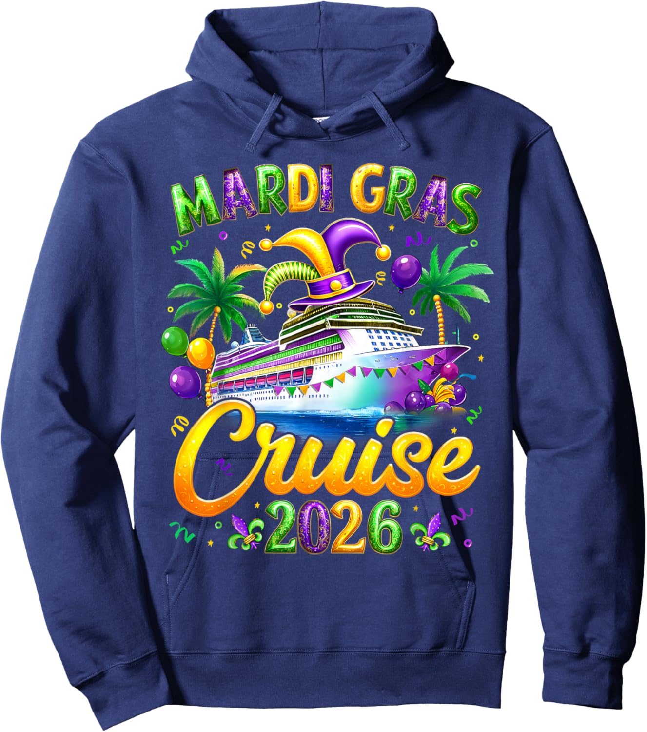 Mardi Gras Cruise 2026 Carnival New Orleans Fleur De Lis Hoodie - Hoodie | Navy