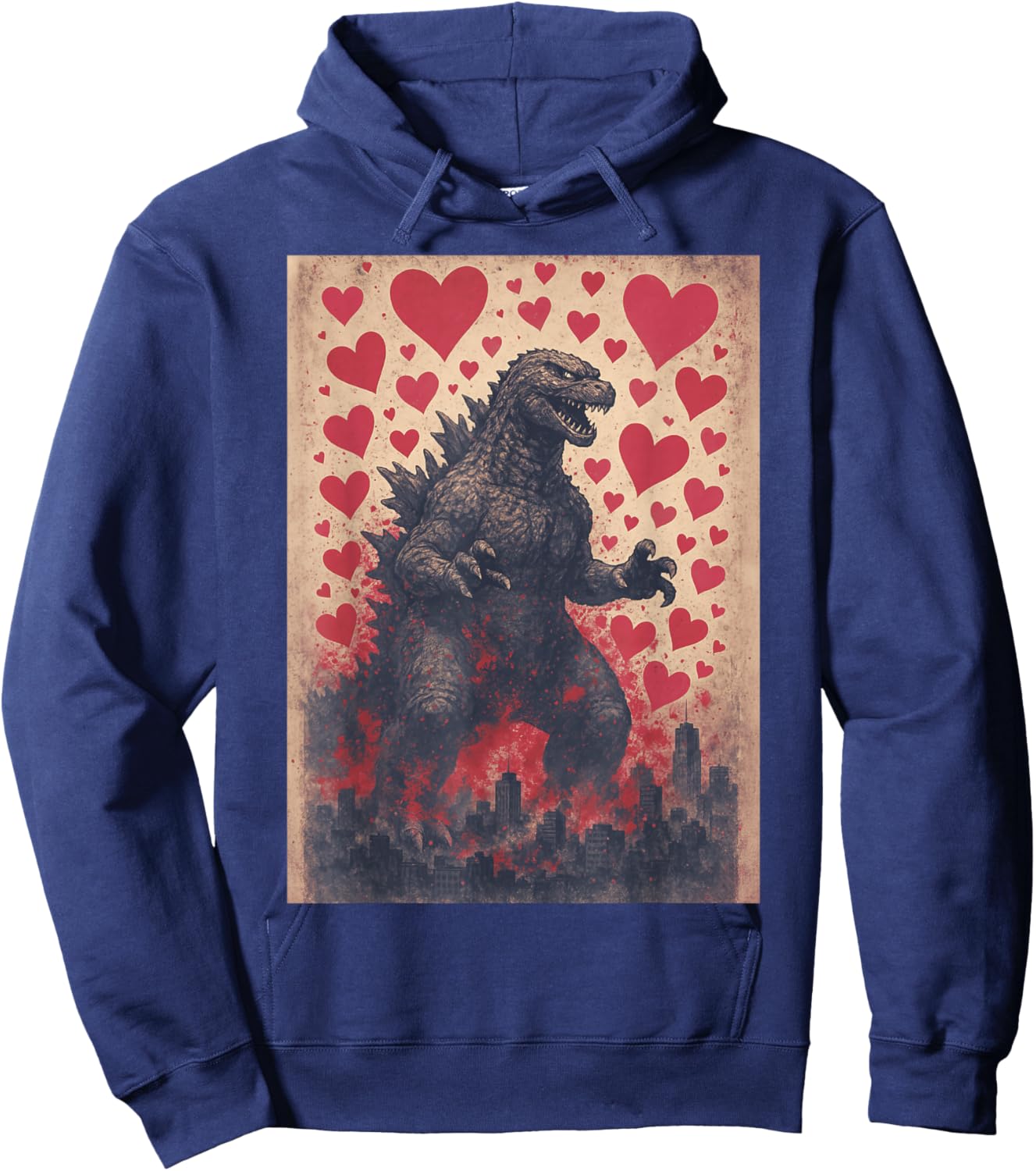 Vintage Kaiju Valentine Japanese Monster Hoodie - Hoodie | Navy
