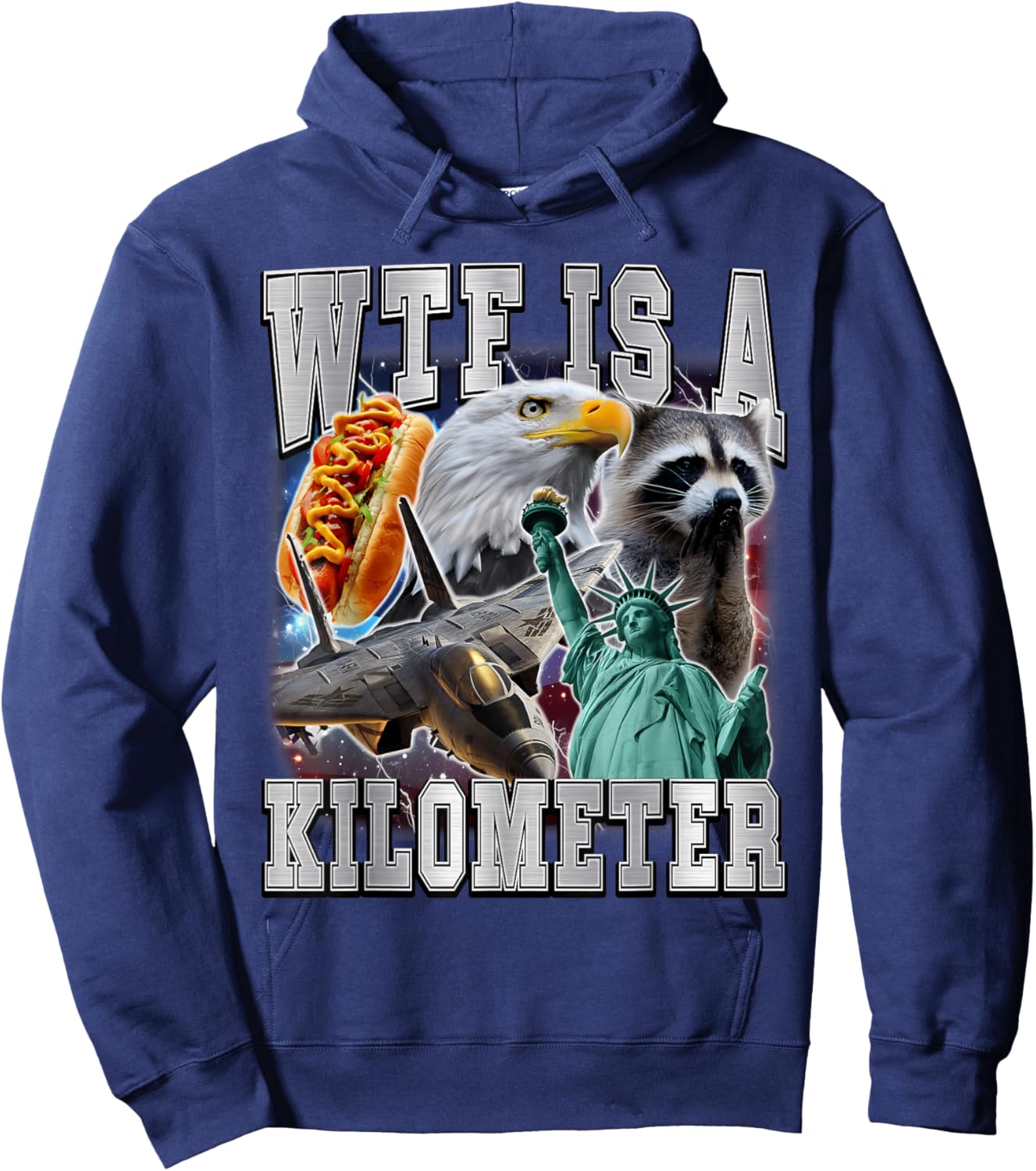 WTF is A Kilometer Meme Retro Funny Meme USA 90s America Hoodie - Hoodie | Navy