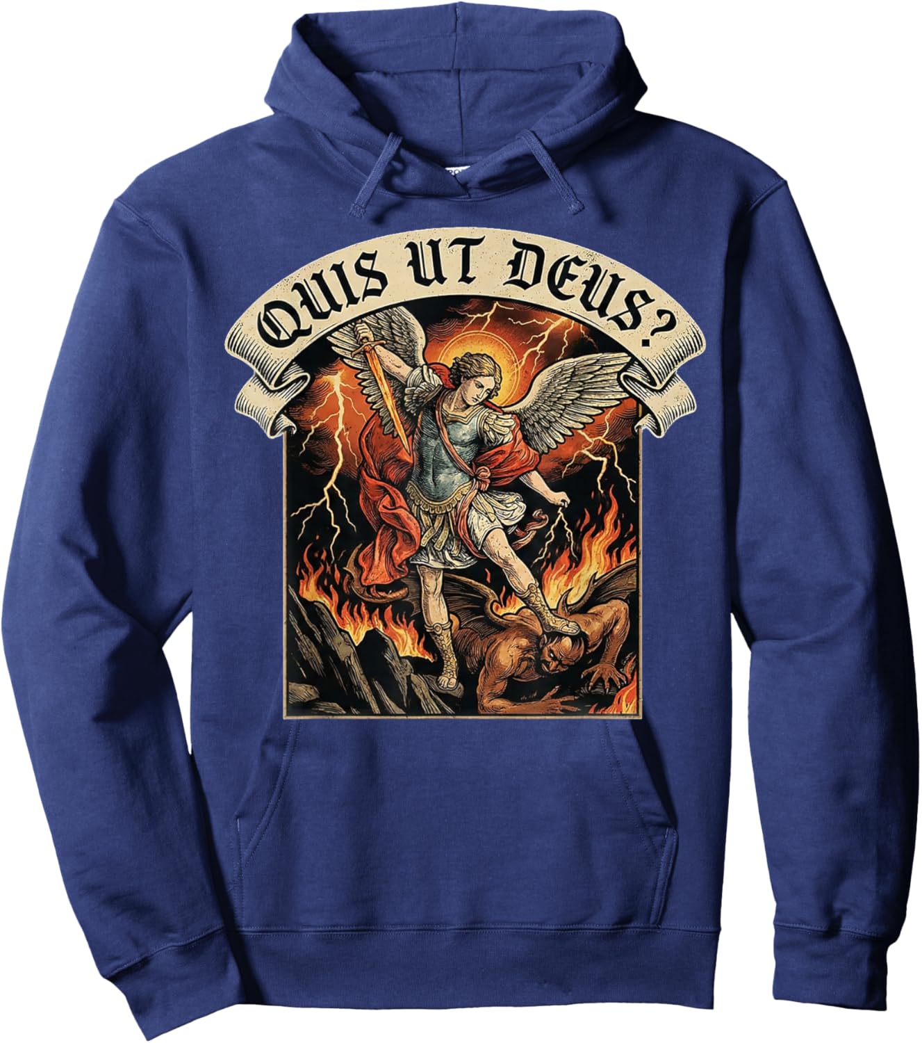Who is Like God Quis Ut Deus Archangel Michael Christian Hoodie - Hoodie | Navy