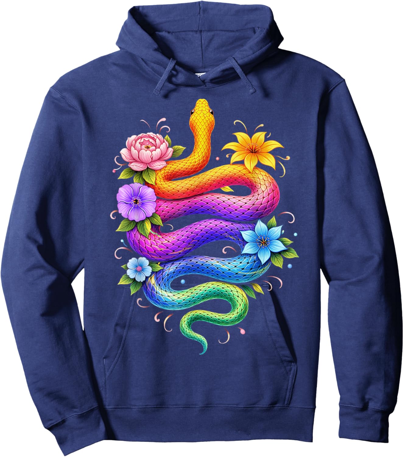 Colorful Floral Snake Flowers Rainbow Women Girls Kids Hoodie - Hoodie | Navy