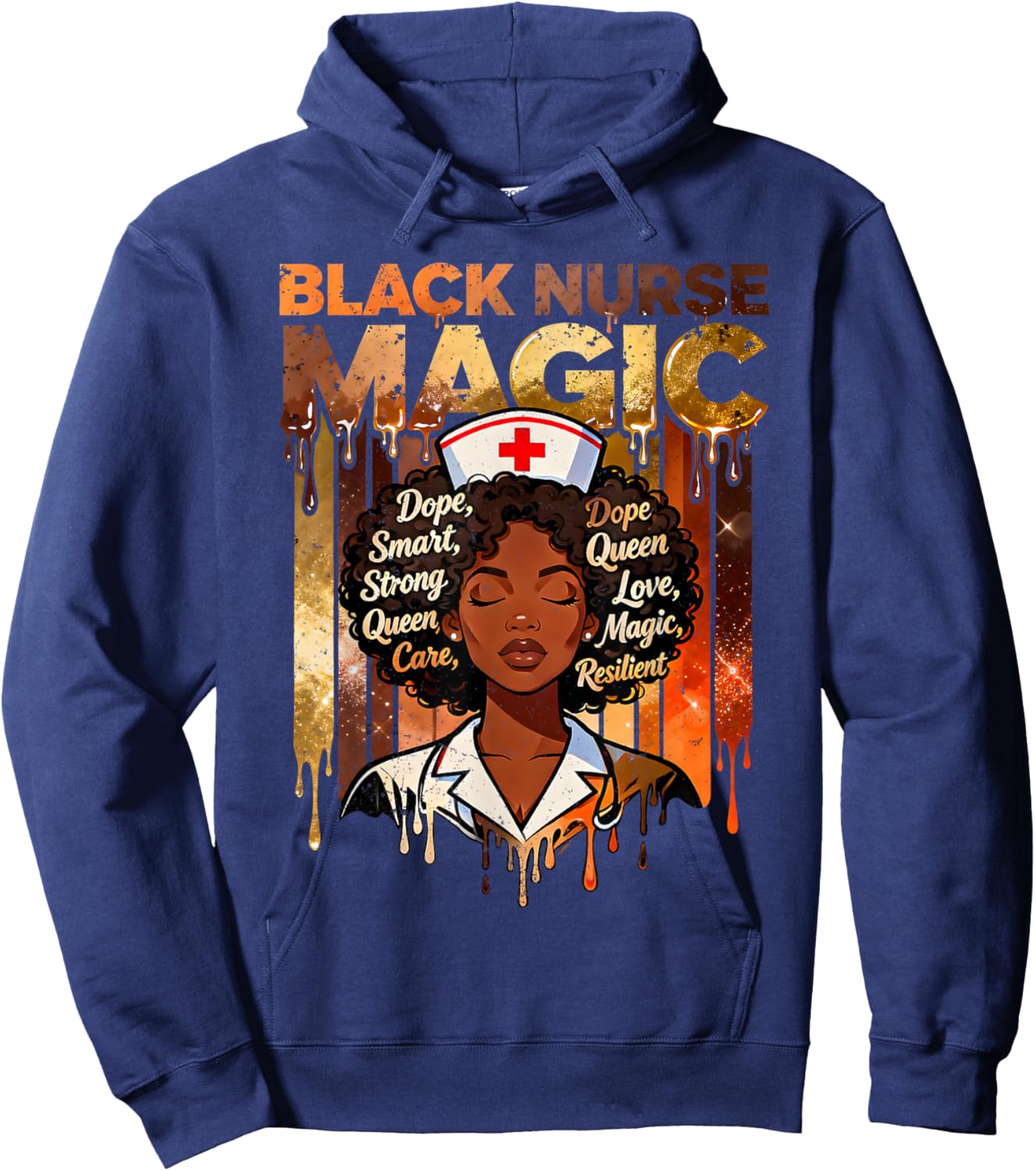 Black Nurse Magic Strong Queen Proud Nursing Design Hoodie - Hoodie | Navy