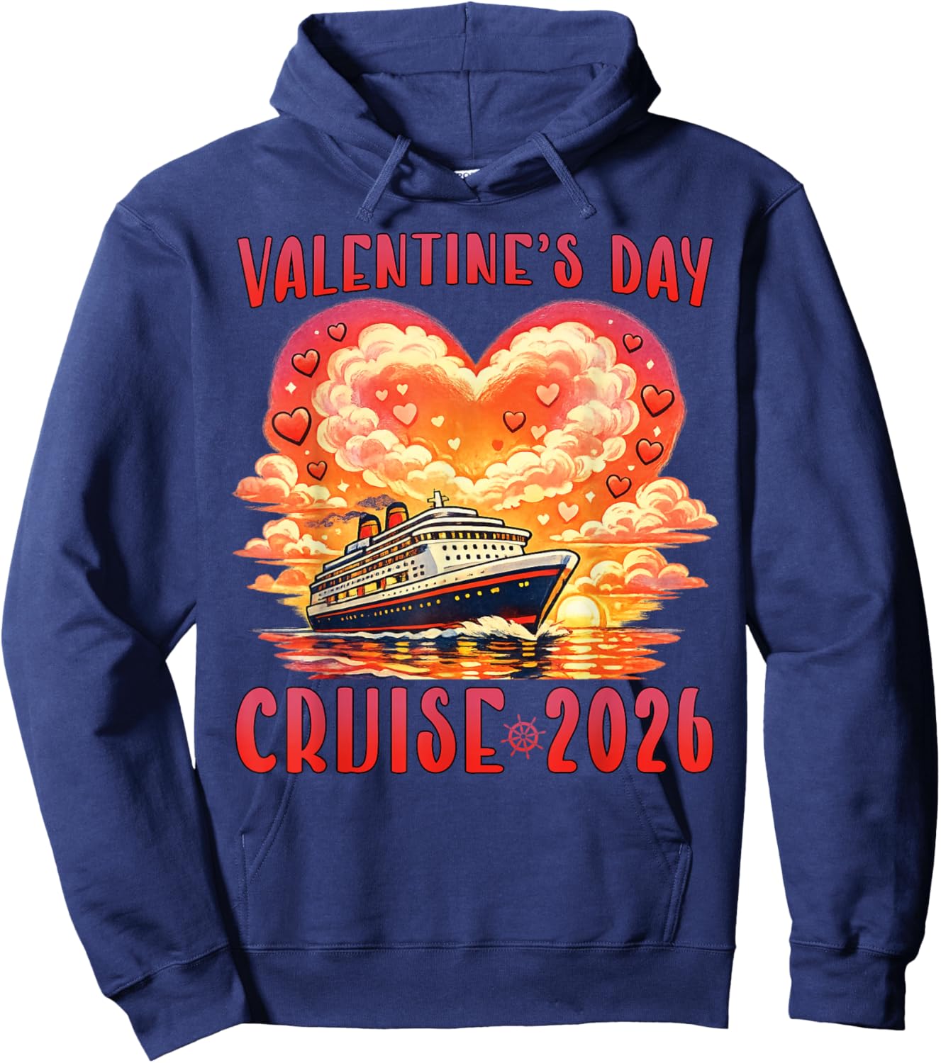 Valentine’s Day Cruise 2026 Romantic Cruise Vacation Couples Hoodie - Hoodie | Navy