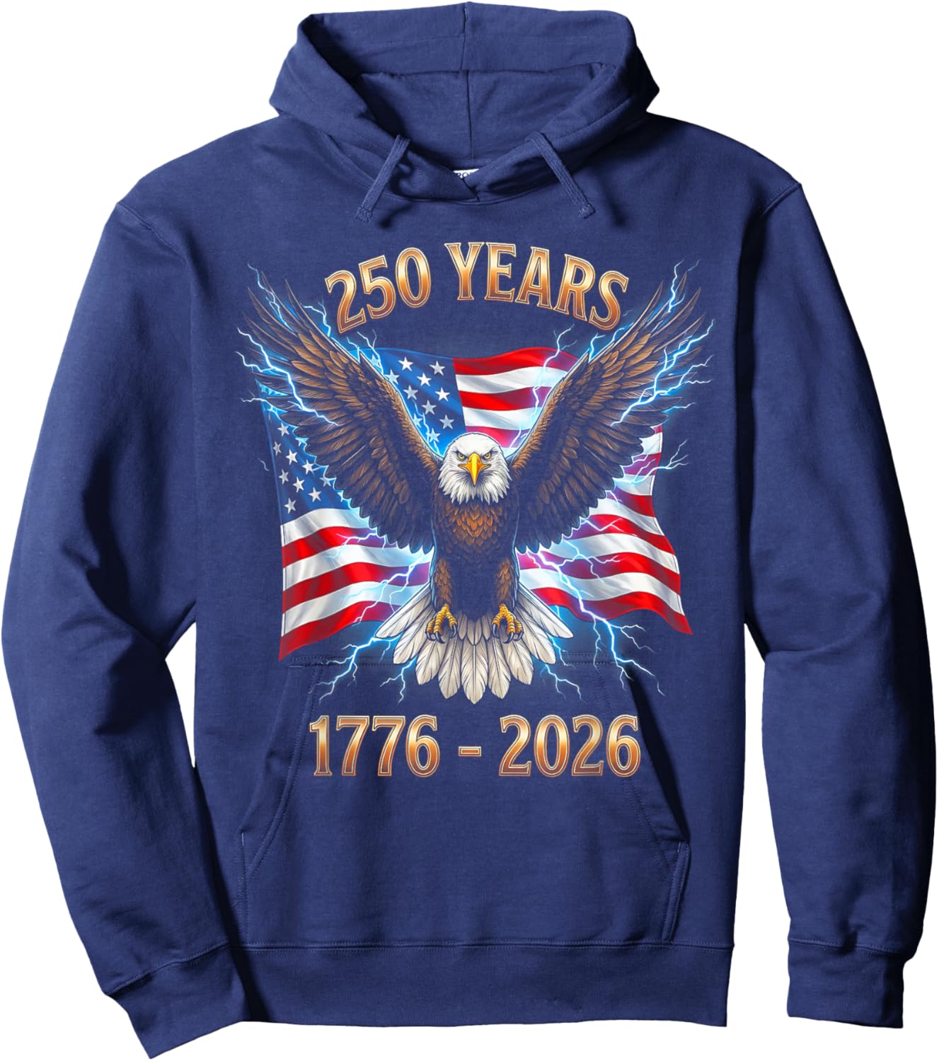 250th Birthday 250 Years USA 1776 2026 Hoodie - Hoodie | Navy
