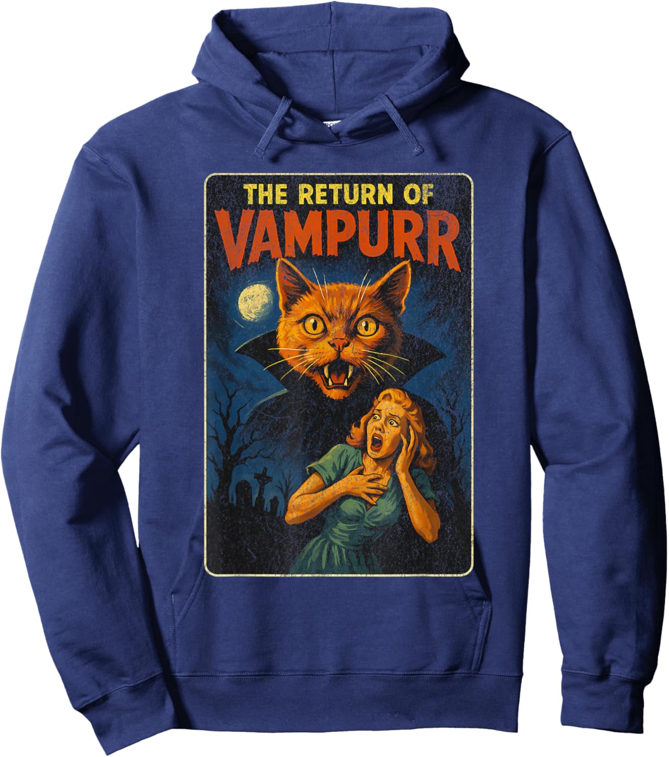 Return of Vampurr - Funny Halloween Cat Hoodie - Hoodie | Navy