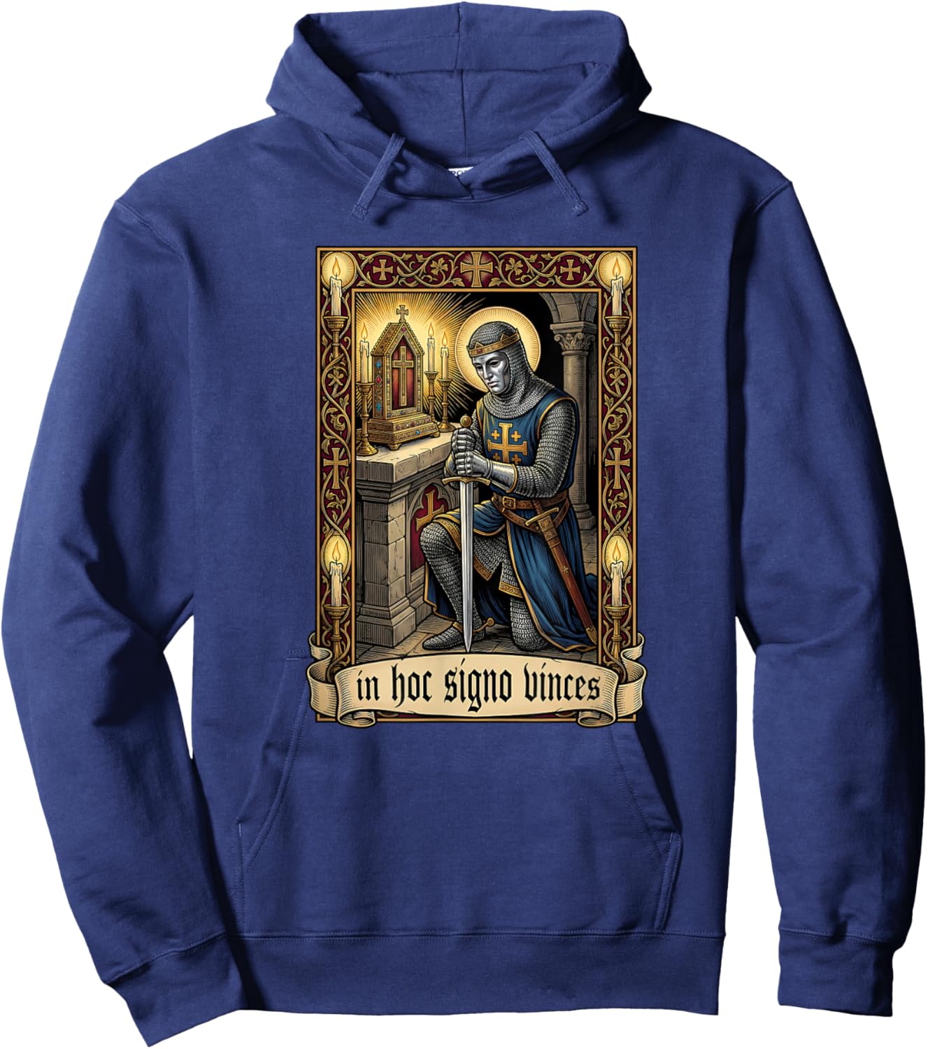 King Baldwin IV Jerusalem Cross Catholic Hoodie - Hoodie | Navy