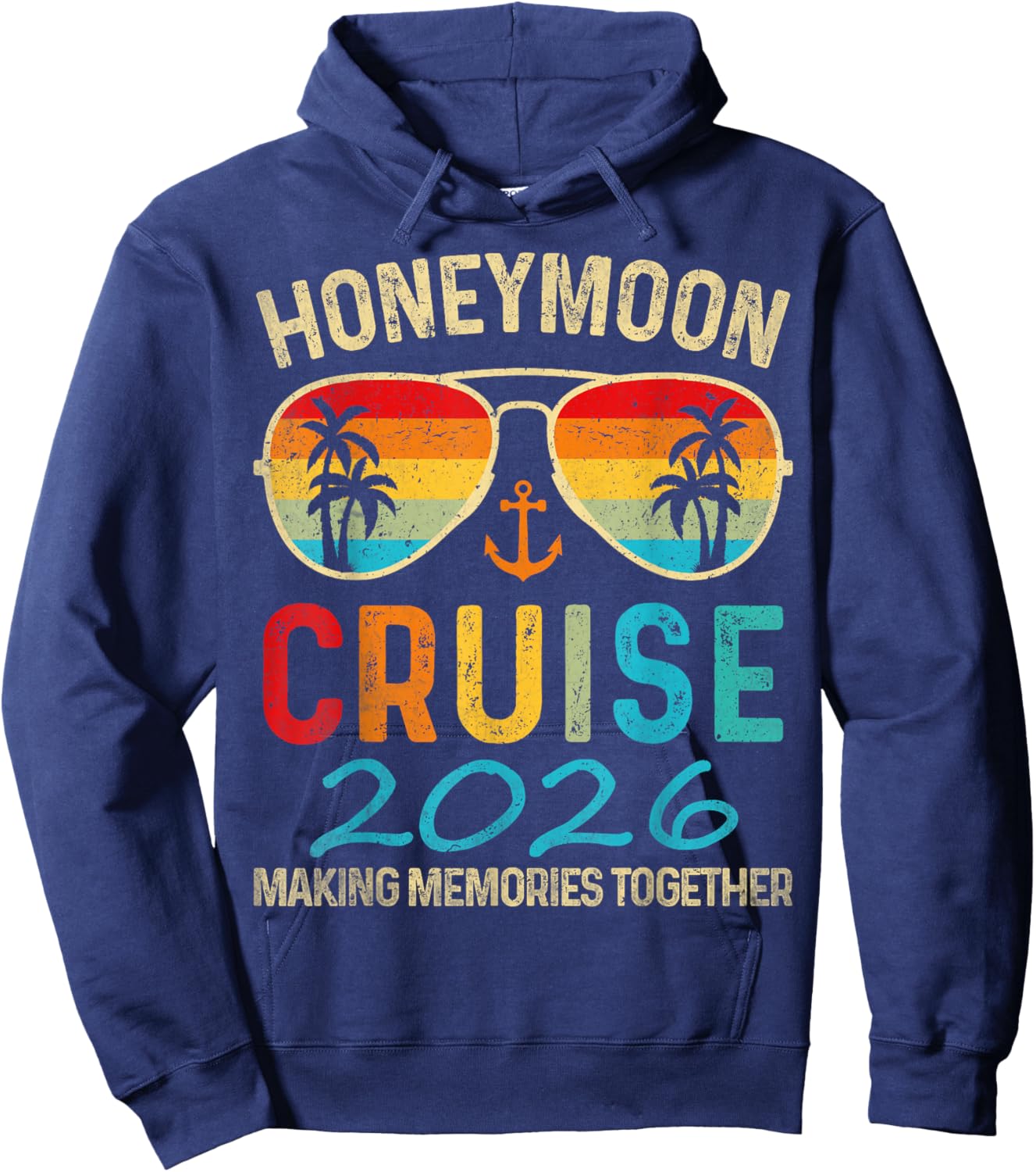 Funny Just Married Honeymoon Cruise 2026 for Couples Wedding Hoodie - Hoodie | Navy