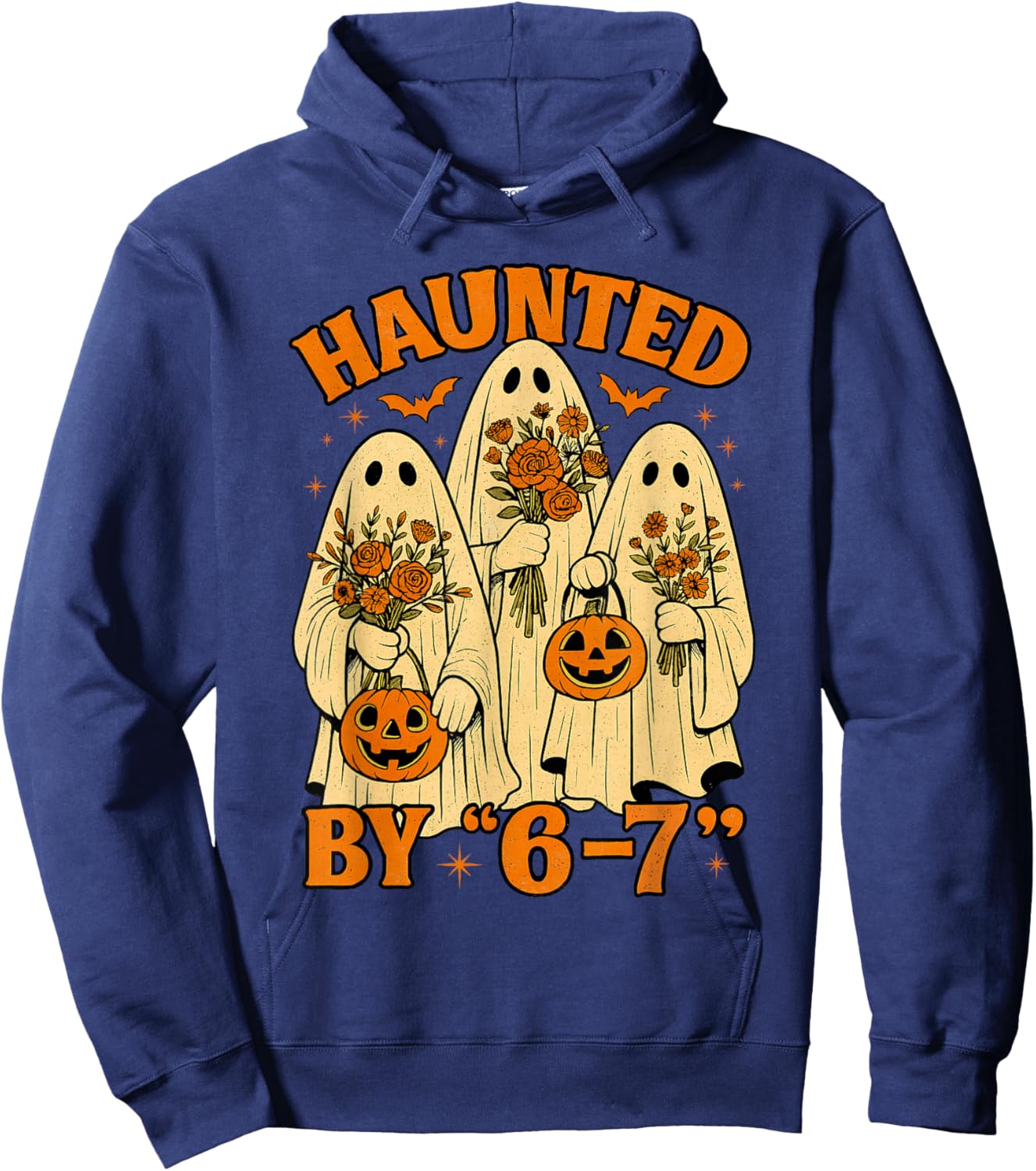67 Meme Trendy Ghost Halloween Funny Six Seven Gen Alpha Z Hoodie - Hoodie | Navy