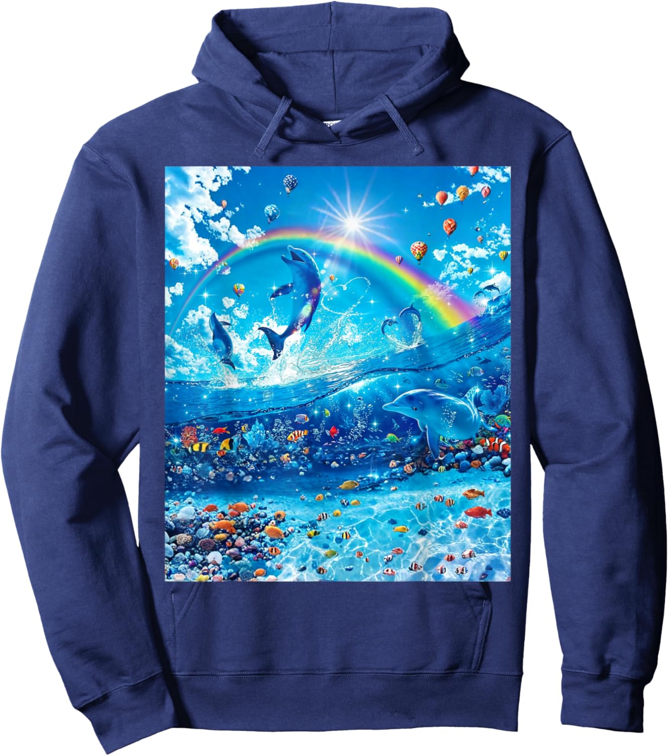 Dolphin Core Aesthetic Symphony Meme Full Rectangle Fill Hoodie - Hoodie | Navy