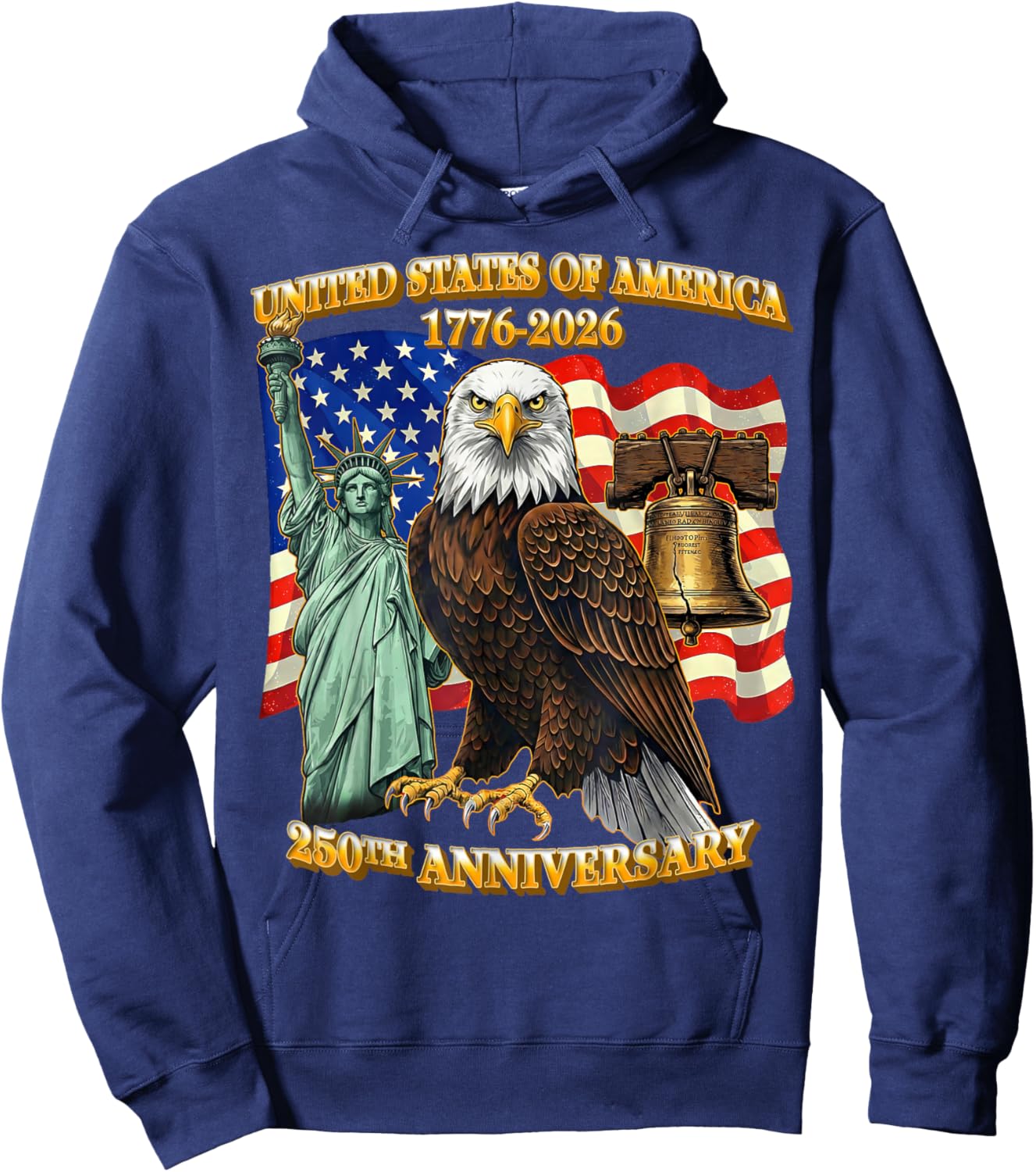 250 Anniversary USA 250th American Flag Patriotic 250 Years Hoodie - Hoodie | Navy