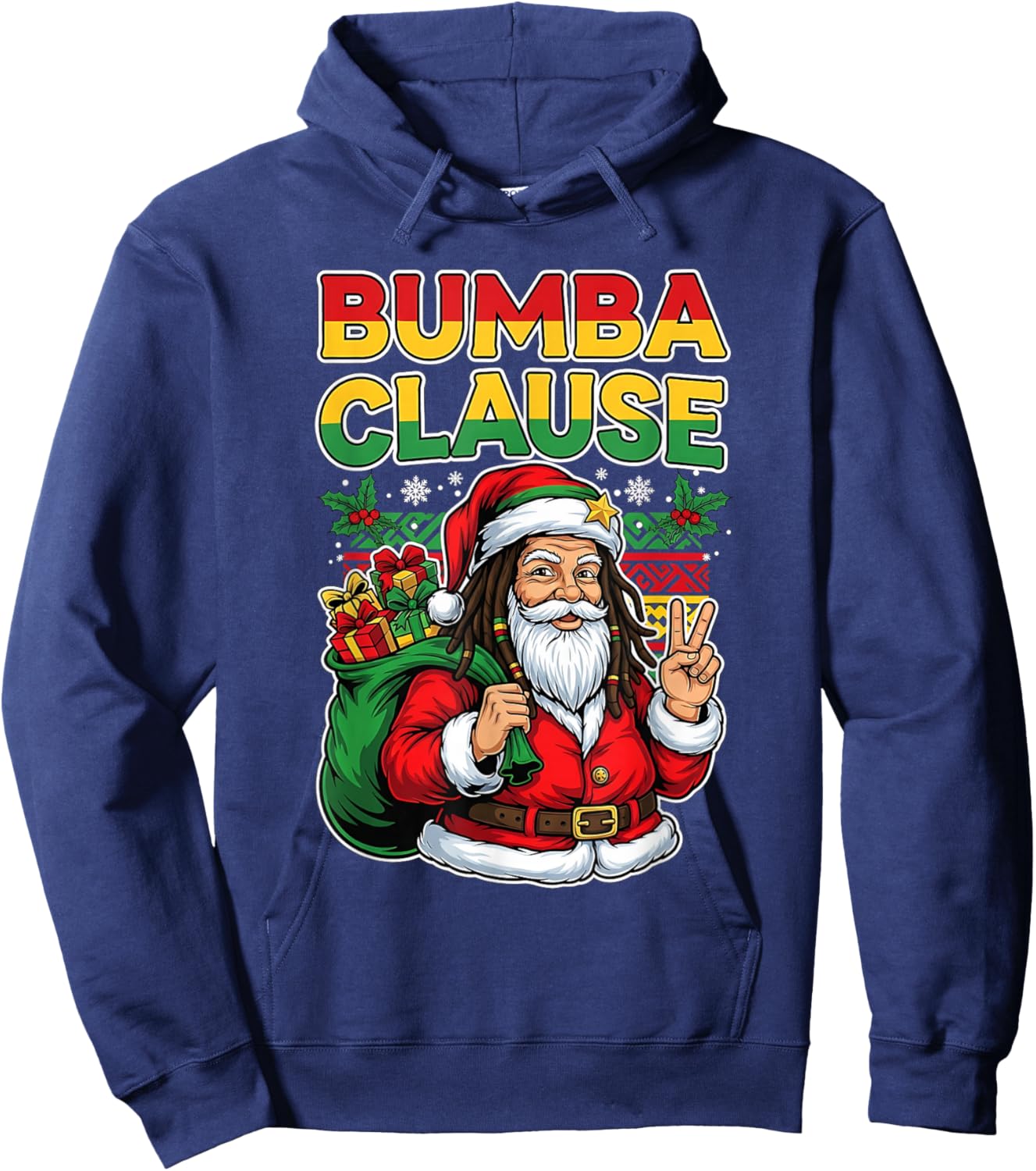 Funny Bumba Clause Jamaican Santa Christmas Black Humor Hoodie - Hoodie | Navy