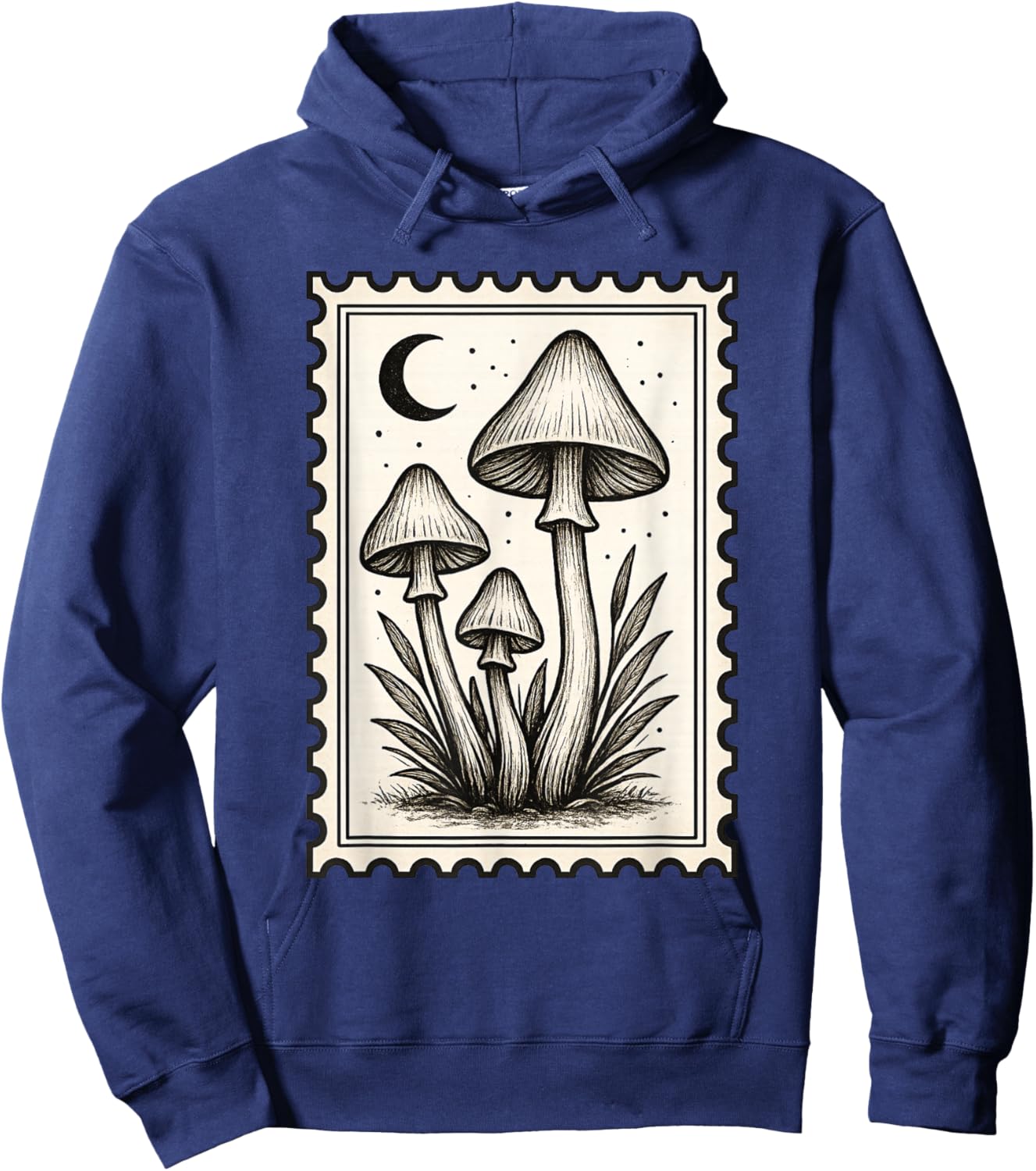 Vintage Mushroom Stamp Botanical Art Hoodie - Hoodie | Navy